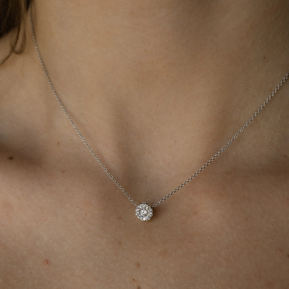 18k white gold illusion diamond pendant necklace with GVS diamonds, Laura M Jewelry available at Mama Bijoux Costa Mesa Orange County