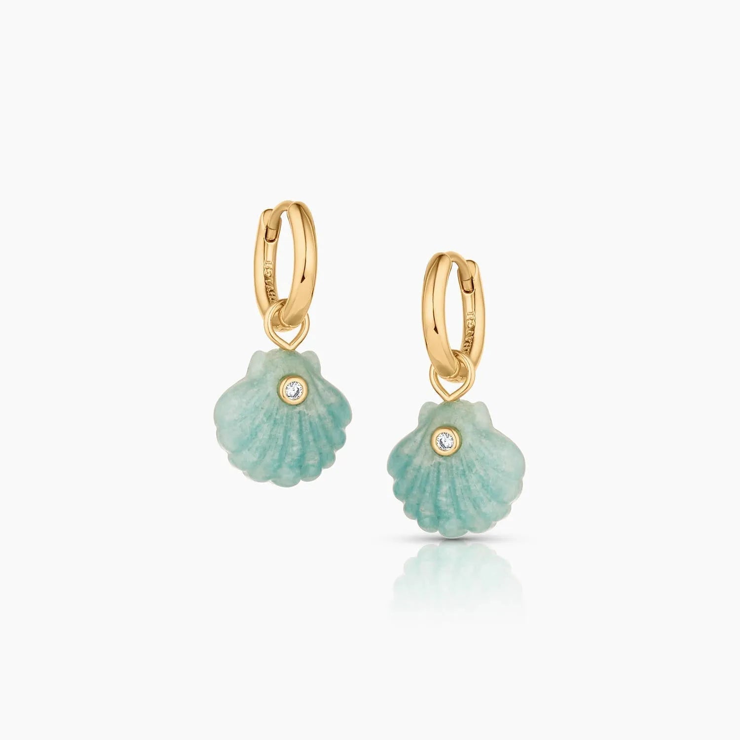 Coquille Amazonite Hoop Earrings-Mama Bijoux