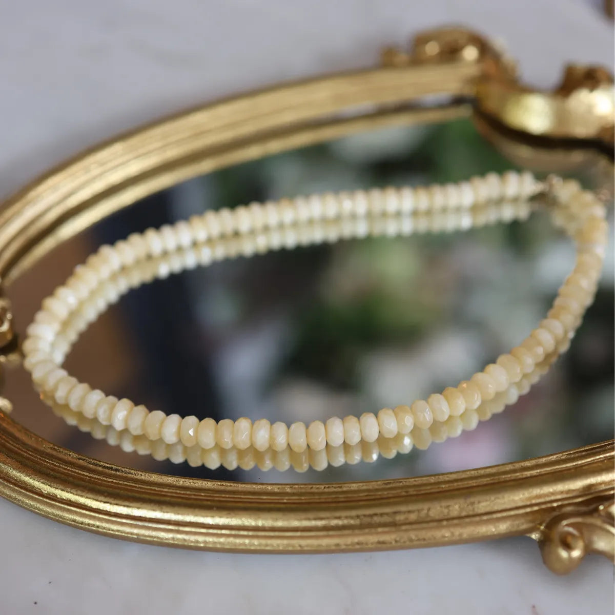 Large Beaded Yellow Jade Necklace-Mama Bijoux