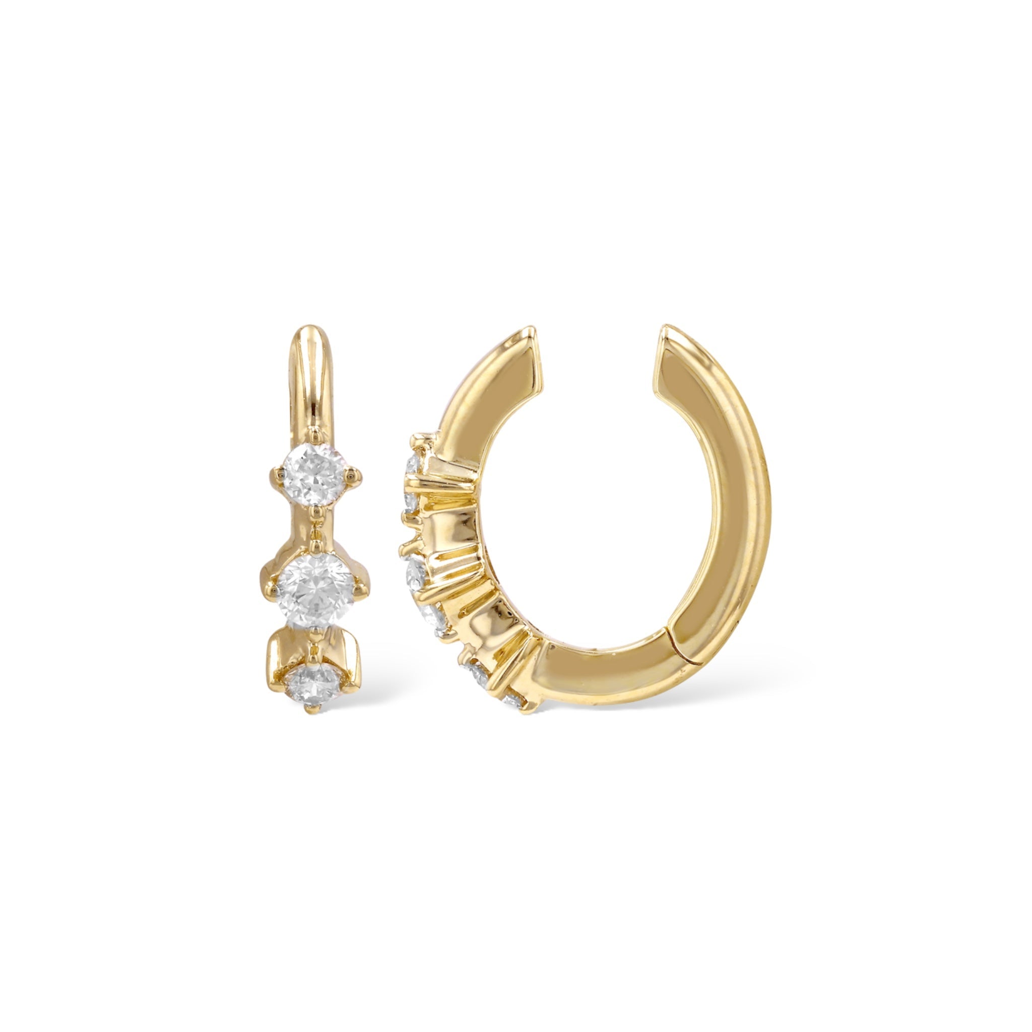 3 Diamond Ear Cuff-Earrings-Mama Bijoux-[14kgold]-[diamonds]-[heirloom_quality]-MamaBijoux