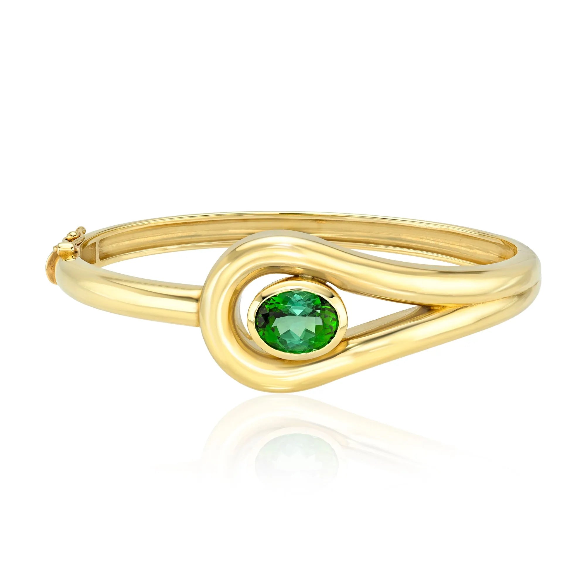 3.279ct Natural Green Tourmaline Lasso Bangle-Bracelets-Mama Bijoux