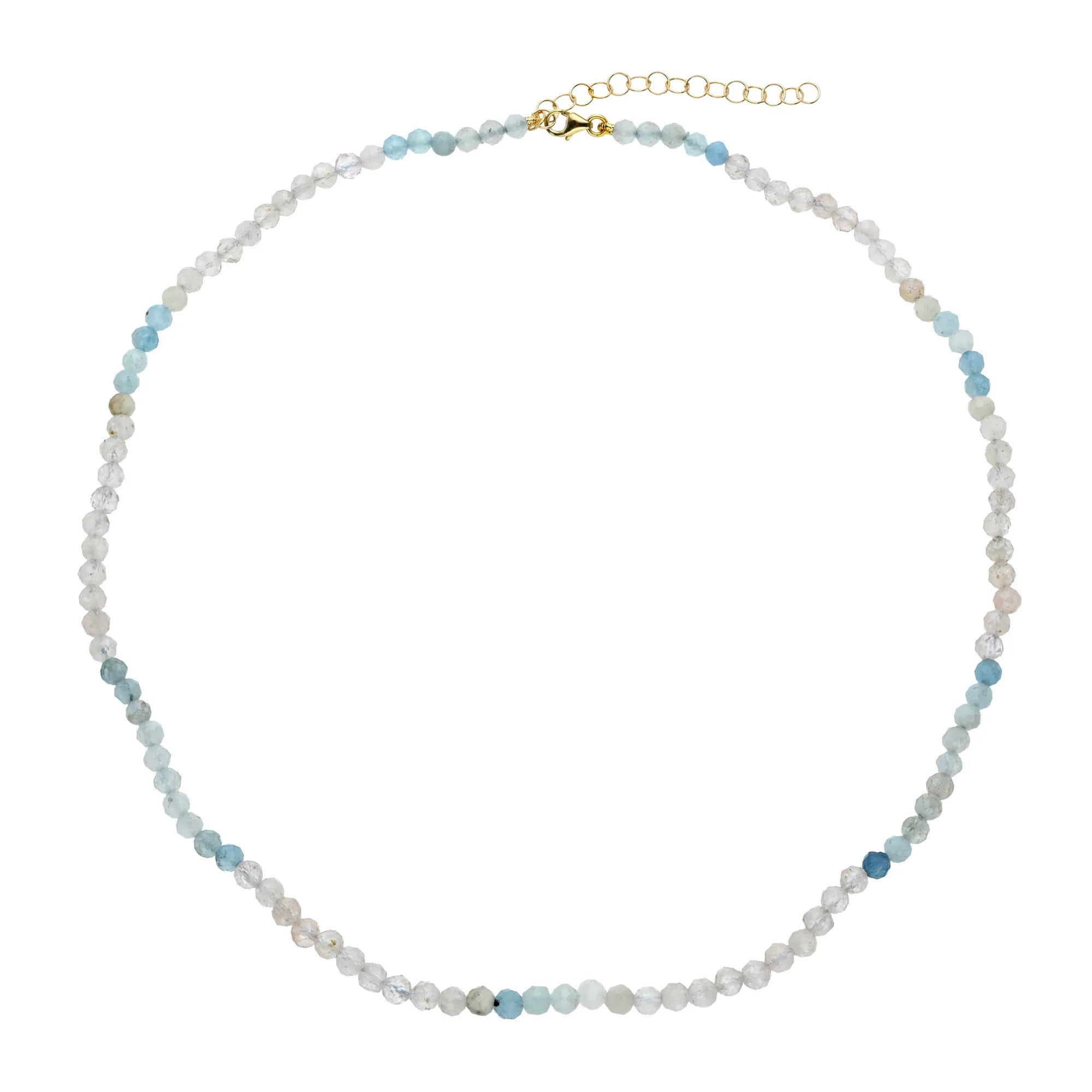 Blue and Pink Aquamarine Beaded Necklace-Mama Bijoux