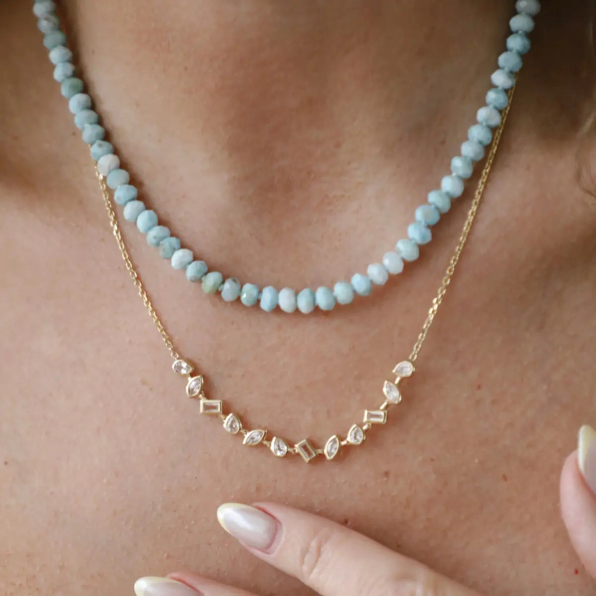 White Topaz Multi Shape Necklace