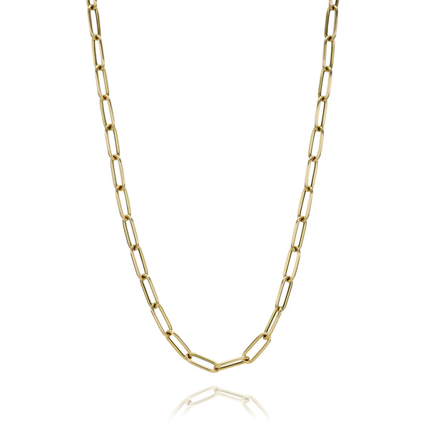14k Yellow Gold Mini Rounded Paper Clip Chain Necklace