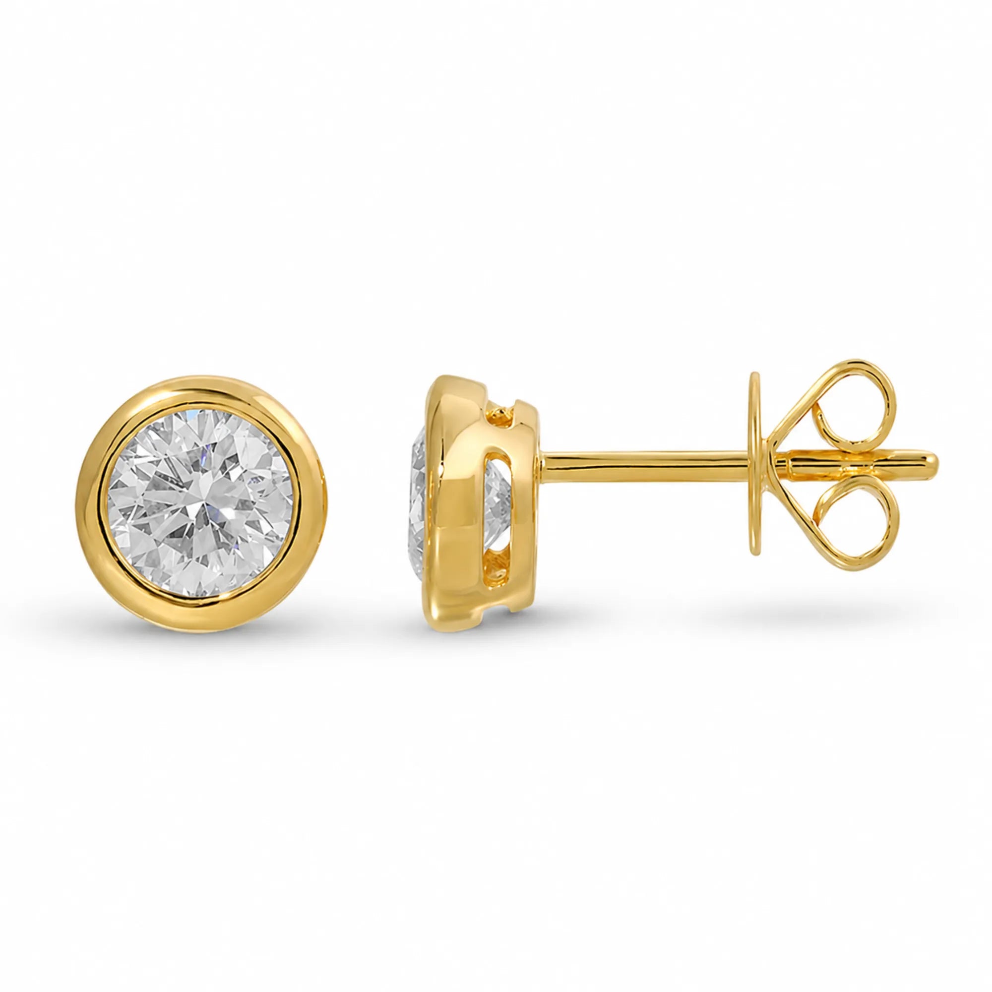 Classic Bezel Lab Diamond Stud Earrings-Mama Bijoux