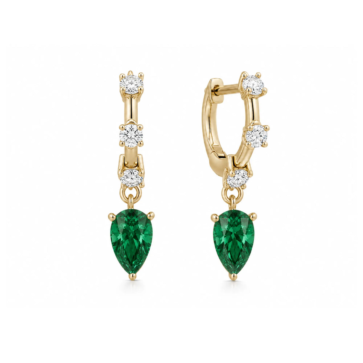 Mini Diamond Pear Drop Huggies-Earrings-Mama Bijoux