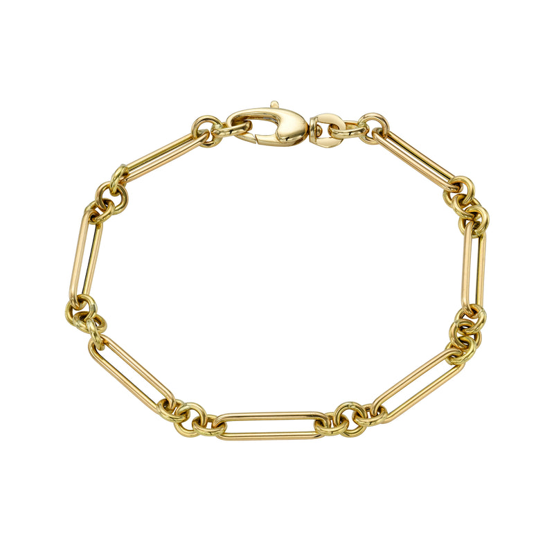 Mixed Round & Paperclip Chain Link Bracelet
