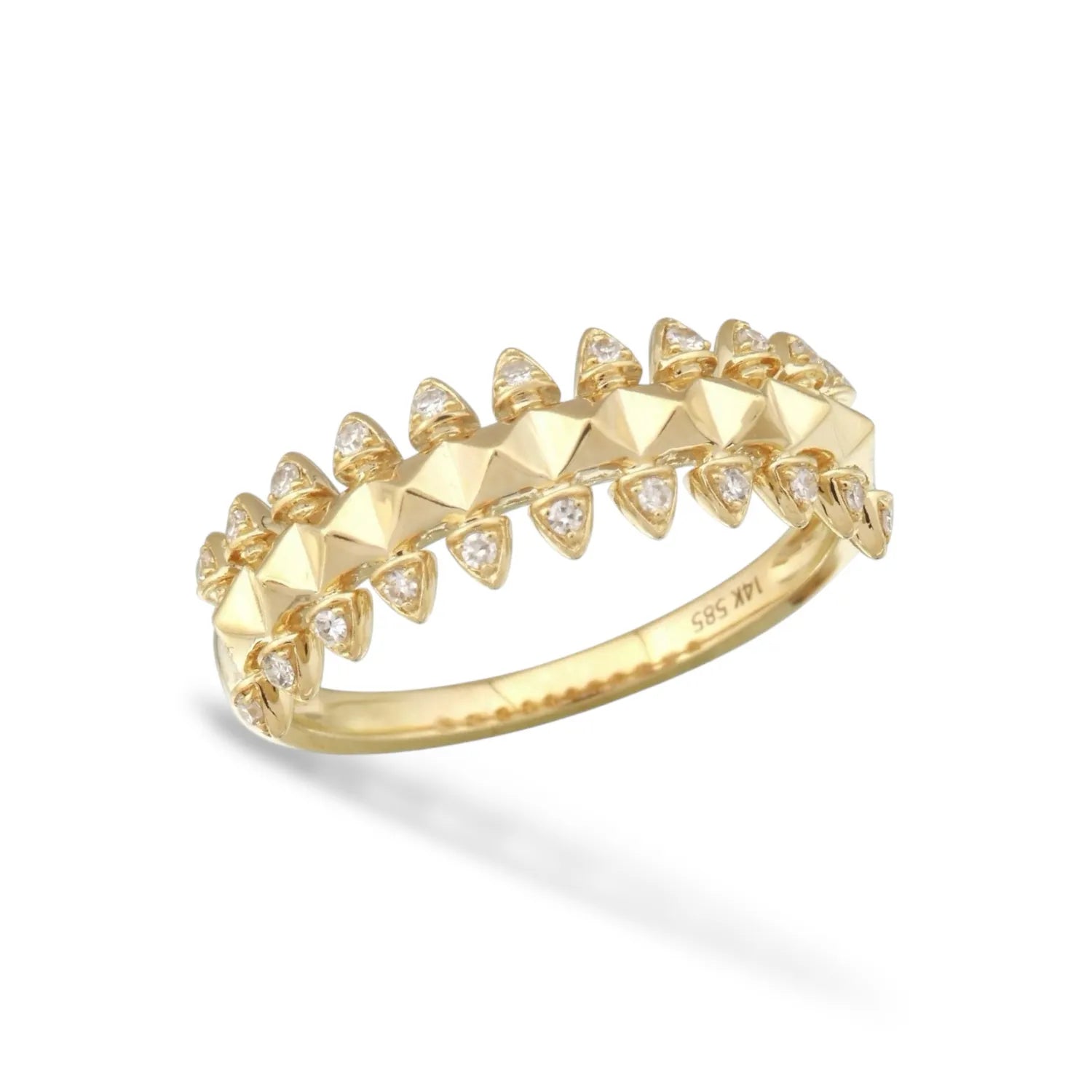 Gold Pyramid & Diamond Ring-Rings-Mama Bijoux