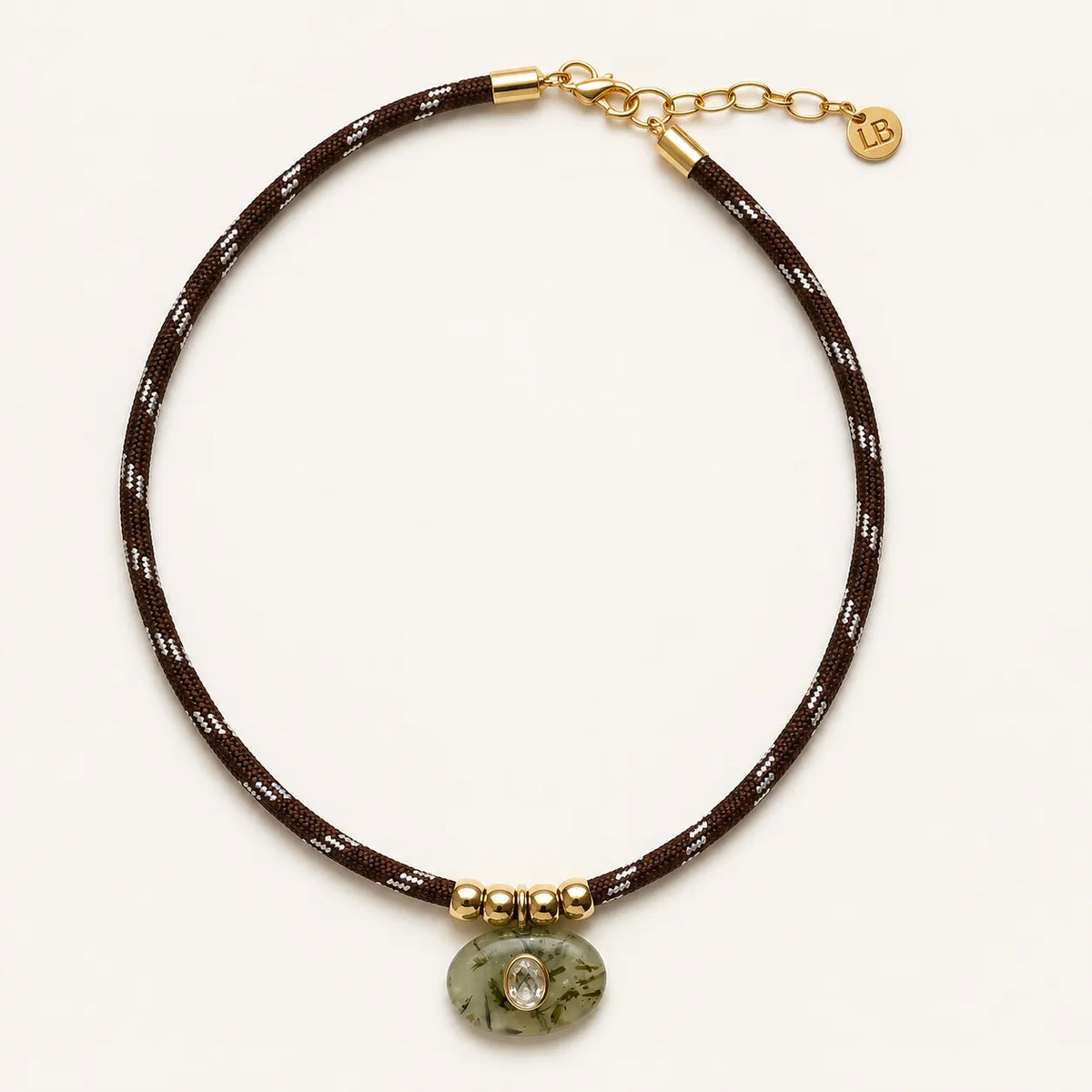 Prehnite & White Topaz Rope Necklace-Necklaces-Mama Bijoux