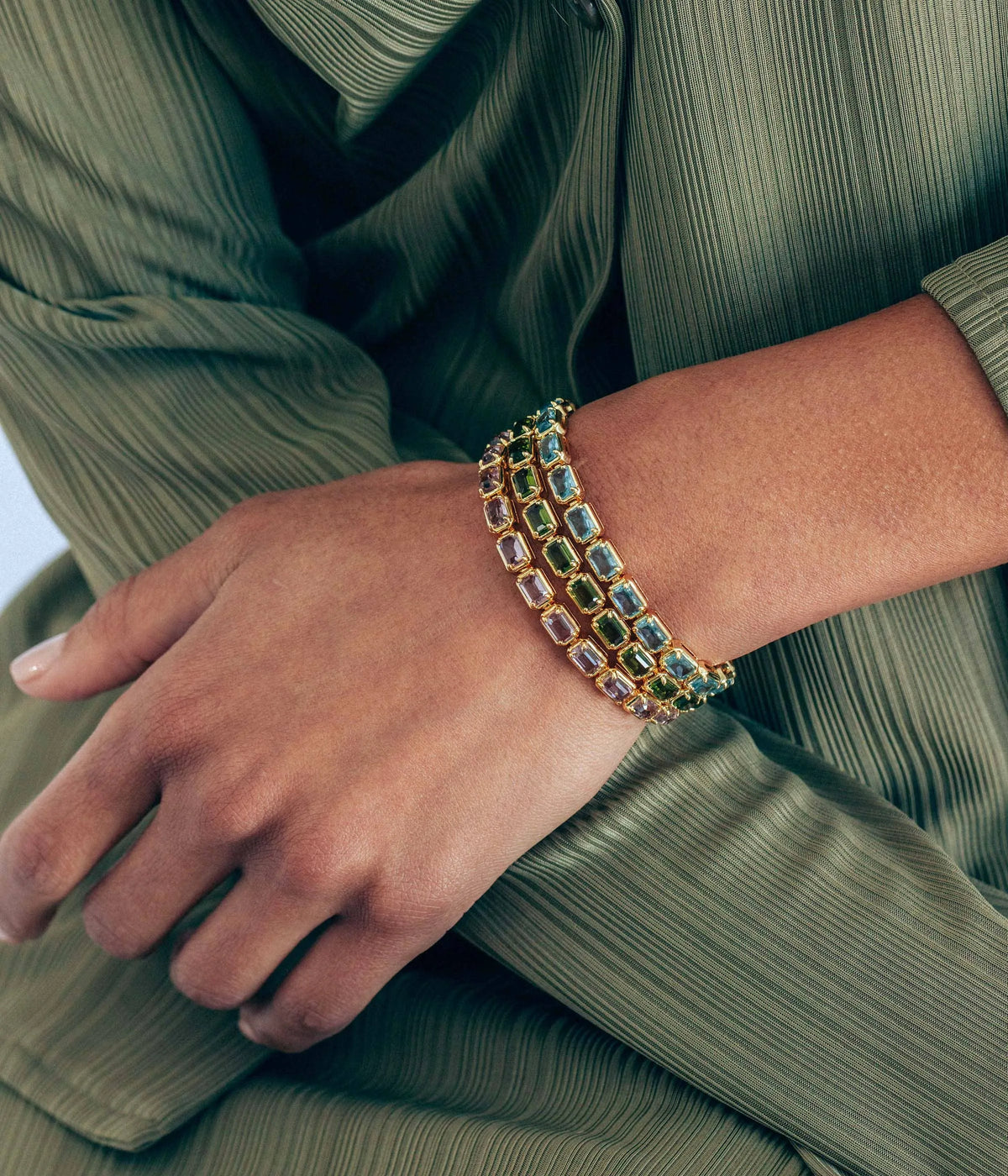 Liza Slider Bracelet in Olivine-Bracelets-Mama Bijoux