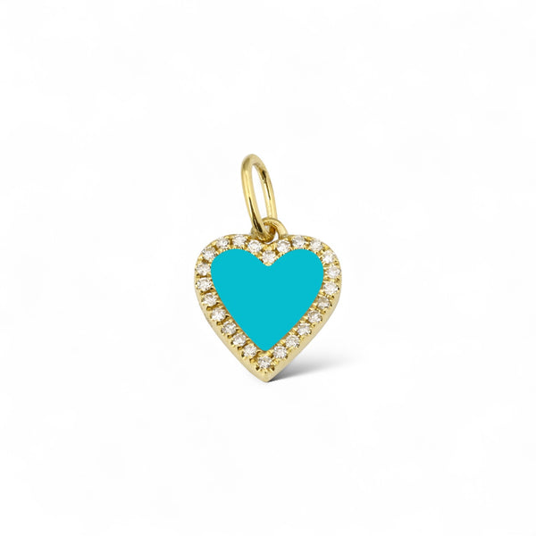 Mini Turquoise & Diamond Heart Charm