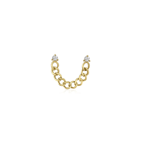 Curb Chain Double Diamond Stud (Sold as Singles)