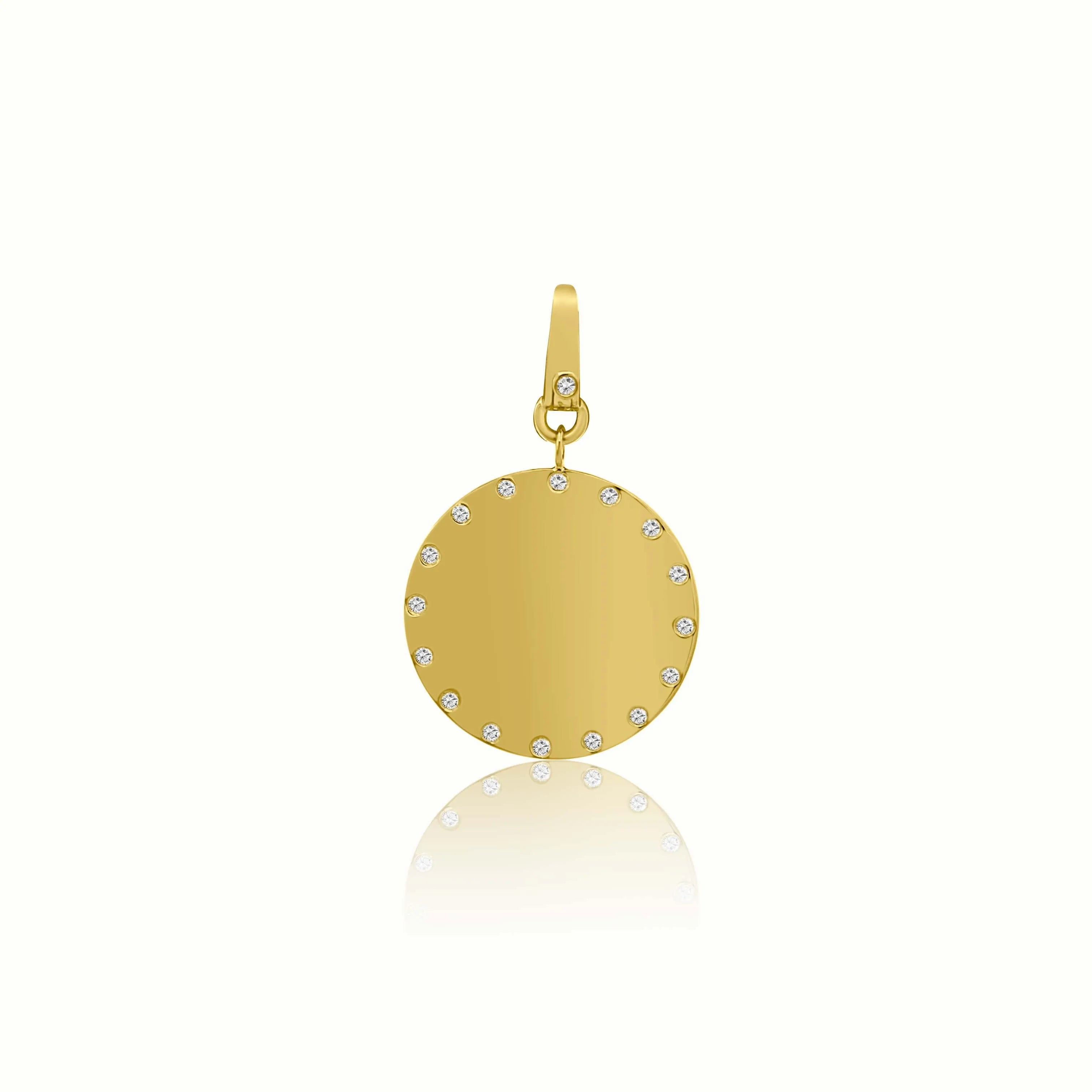 Diamond Rimmed Medallion Pendant-Charms & Pendants-Mama Bijoux