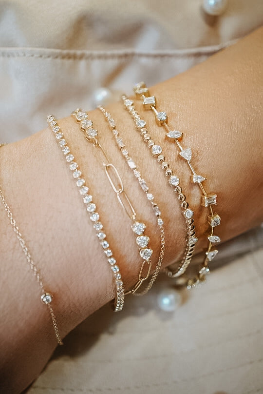 Alternating Baguette & Round Diamond Bracelet-Bracelets-Mama Bijoux-[14kgold]-[diamonds]-[heirloom_quality]-MamaBijoux