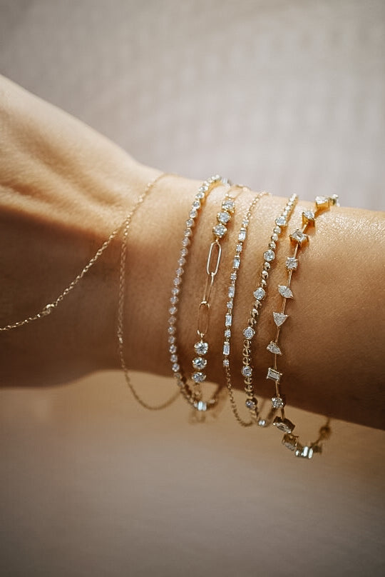 Alternating Baguette & Round Diamond Bracelet-Bracelets-Mama Bijoux-[14kgold]-[diamonds]-[heirloom_quality]-MamaBijoux