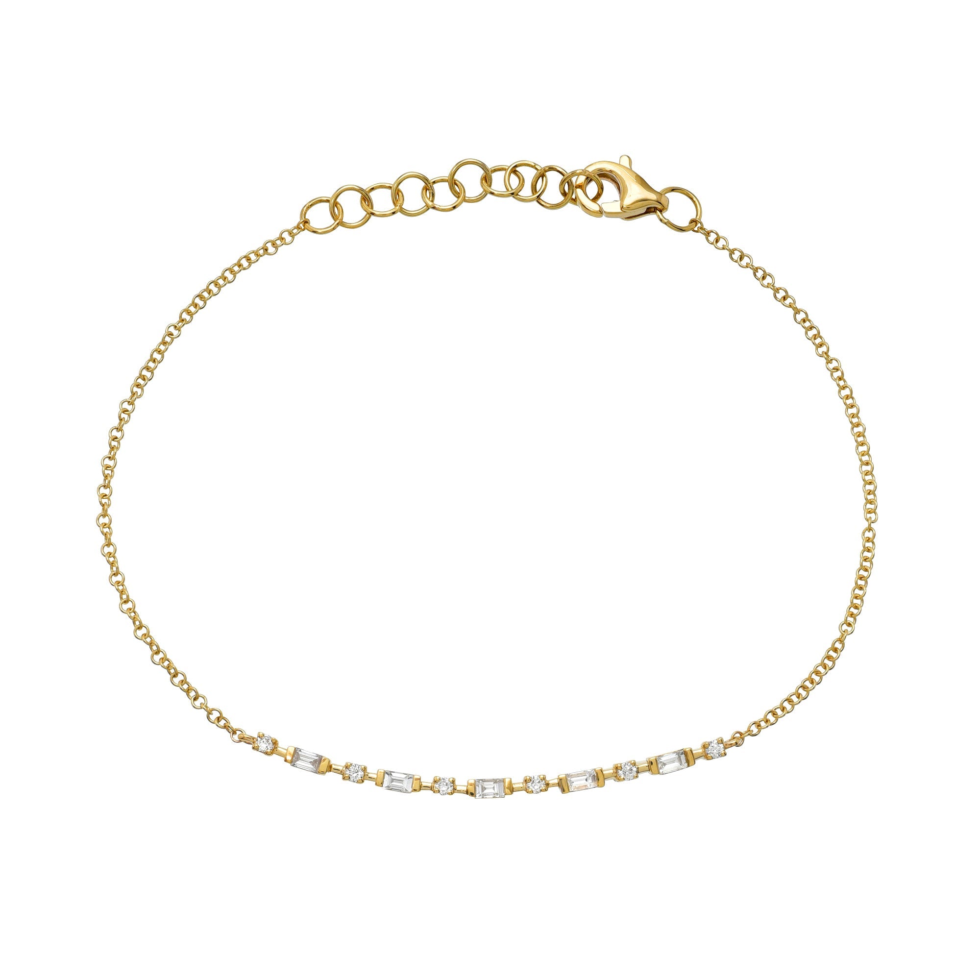 Alternating Baguette & Round Diamond Bracelet-Bracelets-Mama Bijoux-[14kgold]-[diamonds]-[heirloom_quality]-MamaBijoux