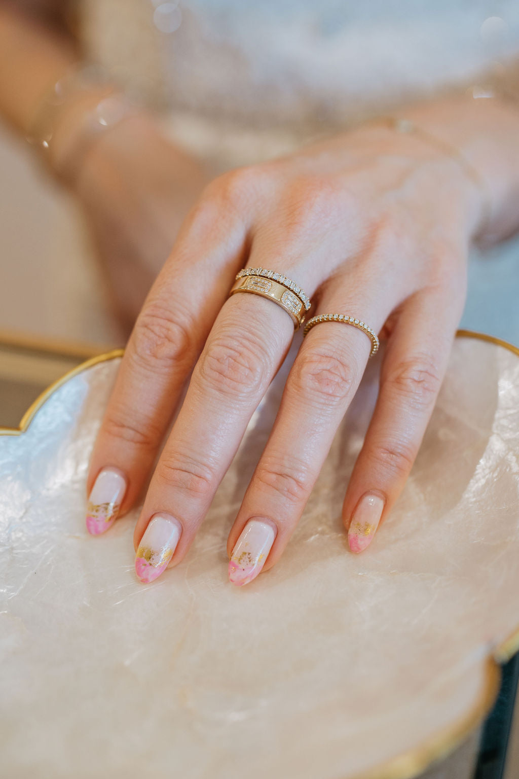 Alternating Baguettes & Round Diamonds Stacking Ring-Rings-Mama Bijoux-[14kgold]-[diamonds]-[heirloom_quality]-MamaBijoux