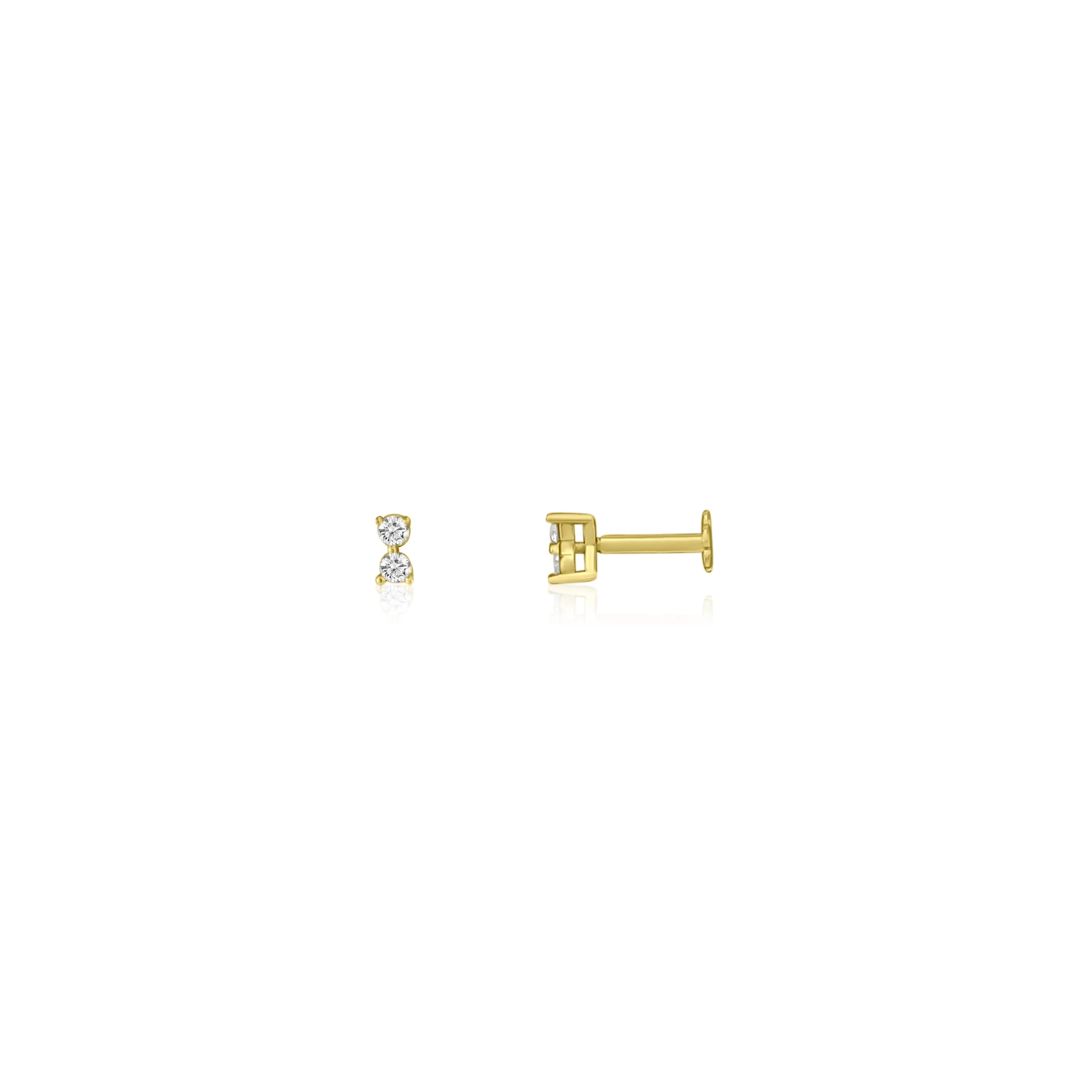Back to Back Round Diamond Studs (Flat Back)-Earrings-Mama Bijoux-[14kgold]-[diamonds]-[heirloom_quality]-MamaBijoux