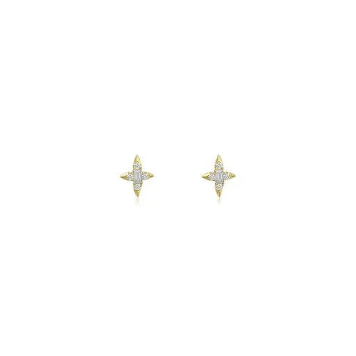 Baguette and Round Diamond Celestial Studs-Earrings-Mama Bijoux-[14kgold]-[diamonds]-[heirloom_quality]-MamaBijoux