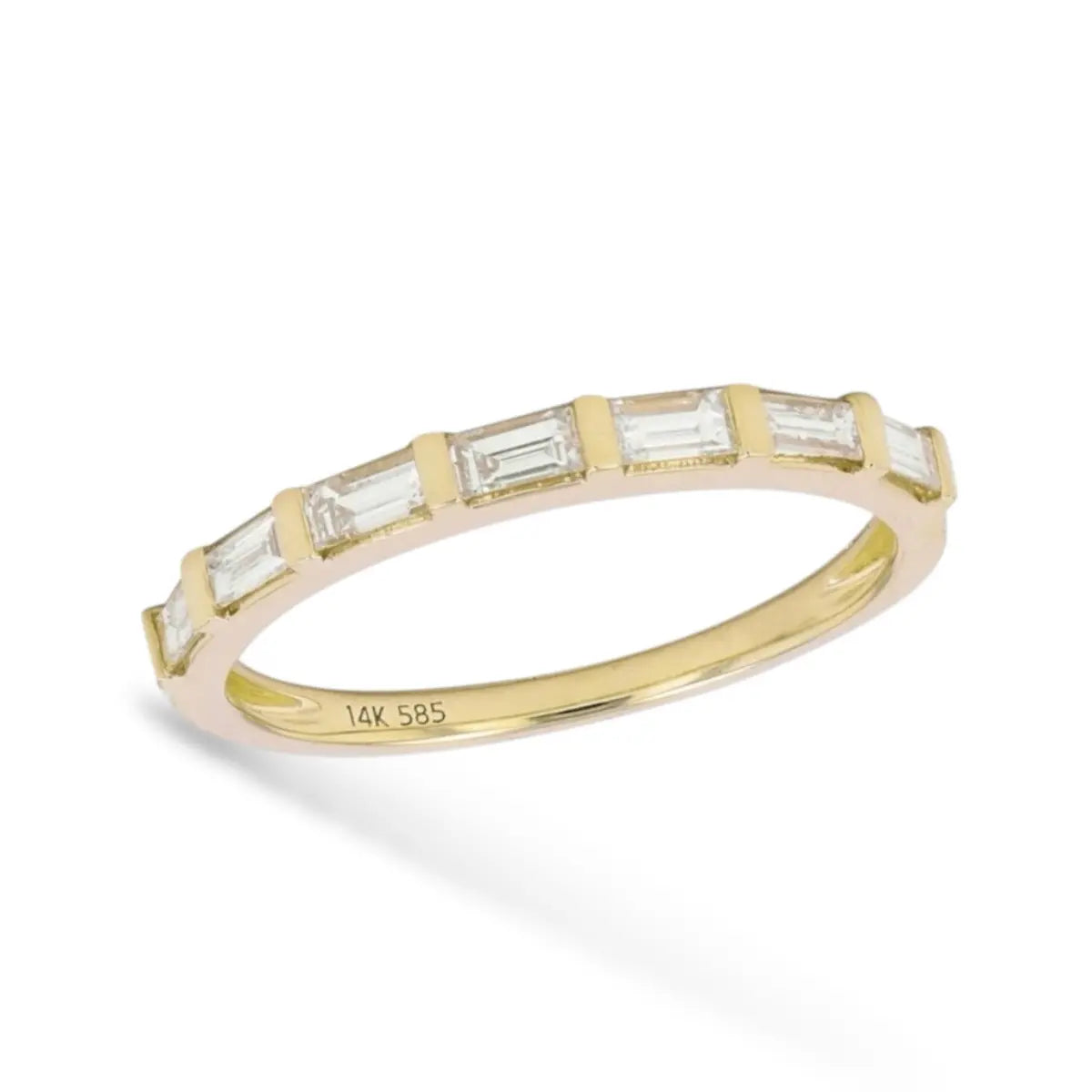 Baguette Diamond Half Eternity Band Mama Bijoux Fine Jewelry 14k yellow gold natural white diamonds
