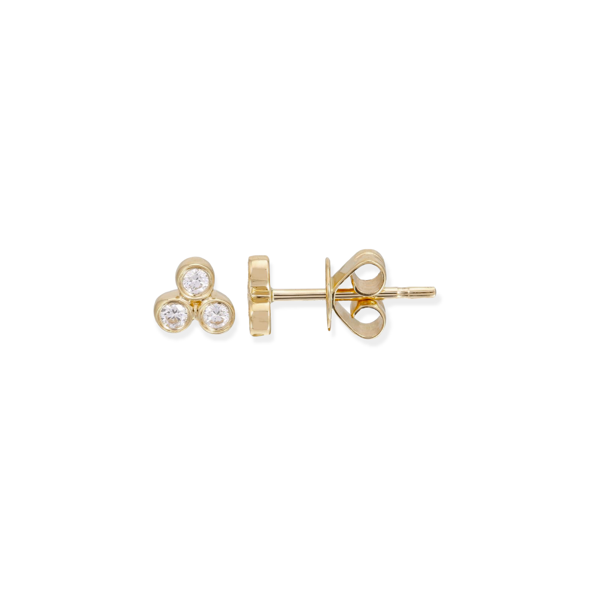 Bezel Trio Diamond Studs-Earrings-Mama Bijoux-[14kgold]-[diamonds]-[heirloom_quality]-MamaBijoux