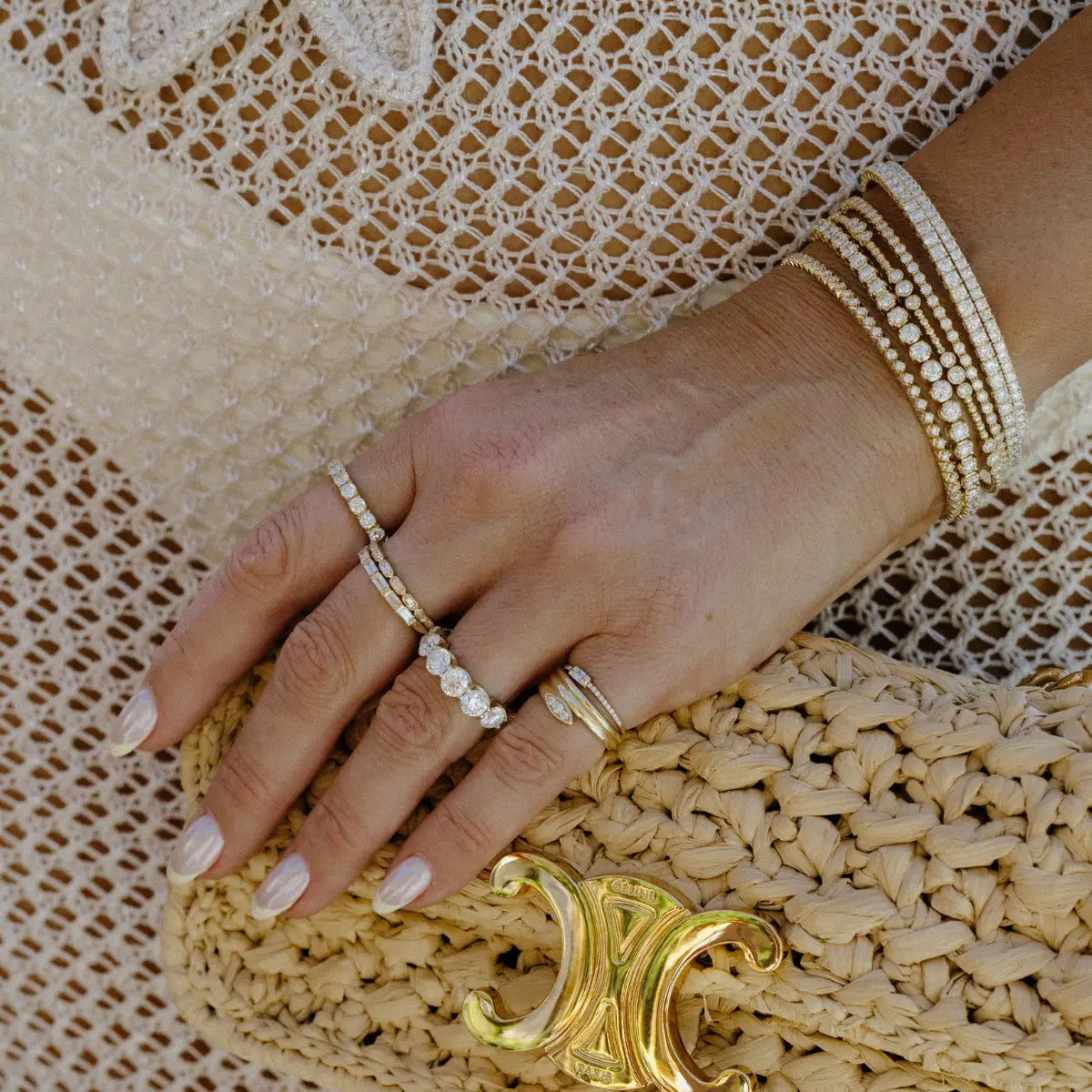 Bezel & Prong Set Baguette Diamond Ring Mama Bijoux Fine Jewelry 14k yellow gold natural diamonds