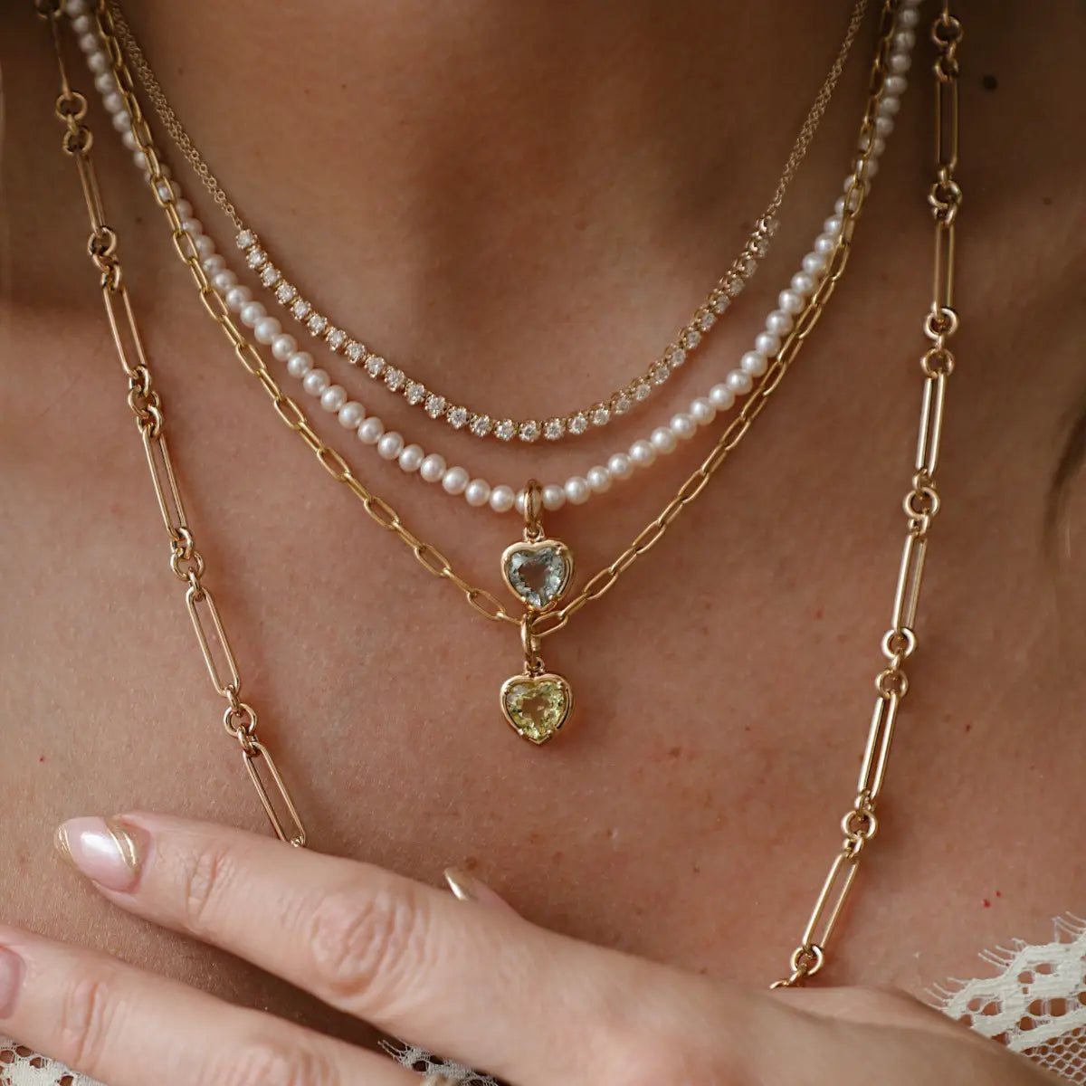 Bezel Set Candy Gemstone Heart Charms Mama Bijoux Fine Jewelry 14k yellow gold natural gemstones 