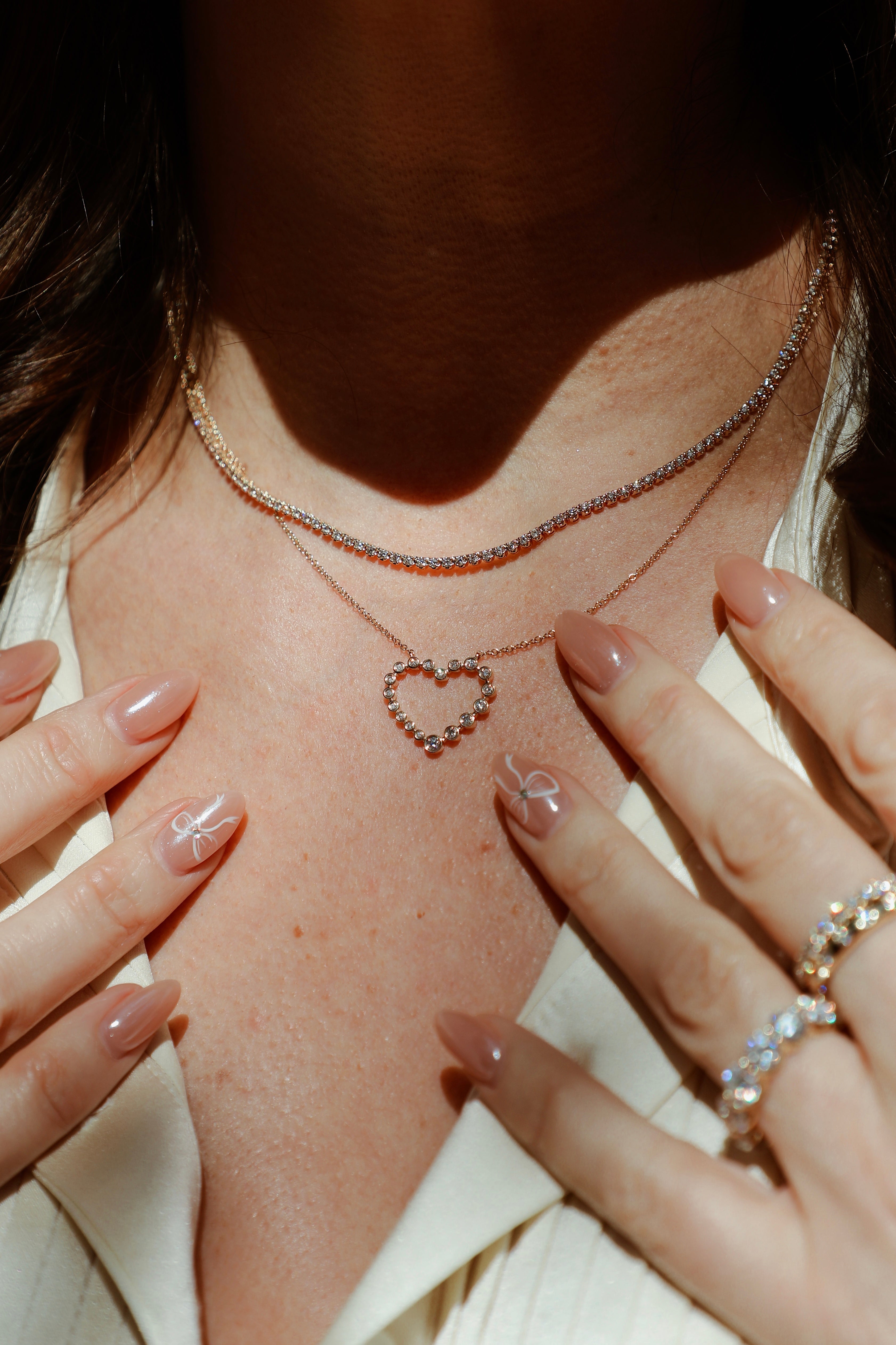 Bezeled Diamond Heart Necklace-Necklaces-Mama Bijoux-[14kgold]-[diamonds]-[heirloom_quality]-MamaBijoux