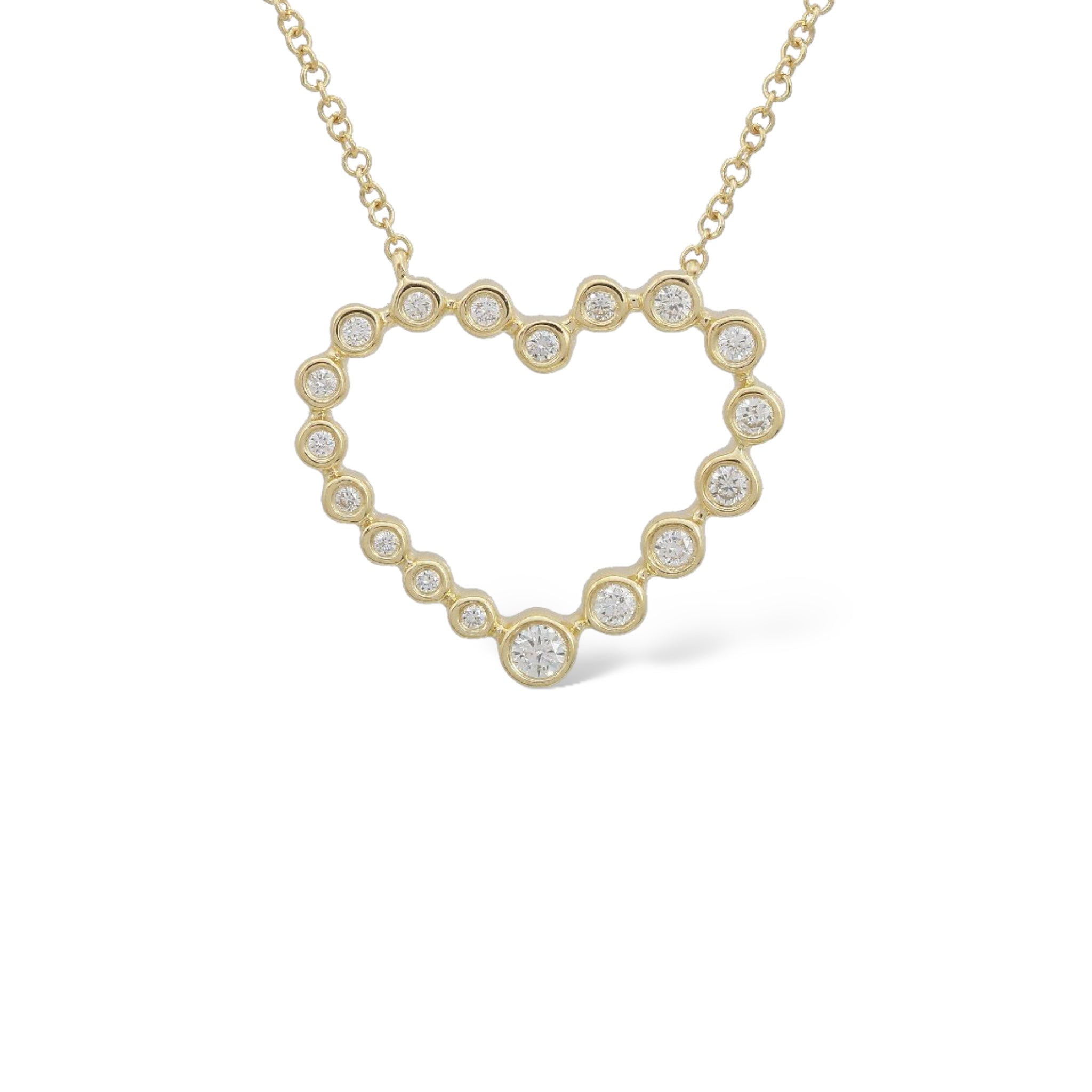 Bezeled Diamond Heart Necklace-Necklaces-Mama Bijoux-[14kgold]-[diamonds]-[heirloom_quality]-MamaBijoux