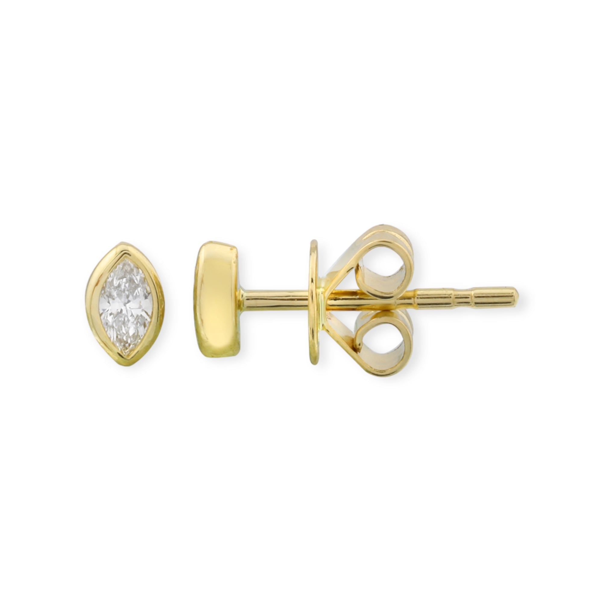 Bezeled Marquise Diamond Stud Earrings-Earrings-Mama Bijoux-[14kgold]-[diamonds]-[heirloom_quality]-MamaBijoux