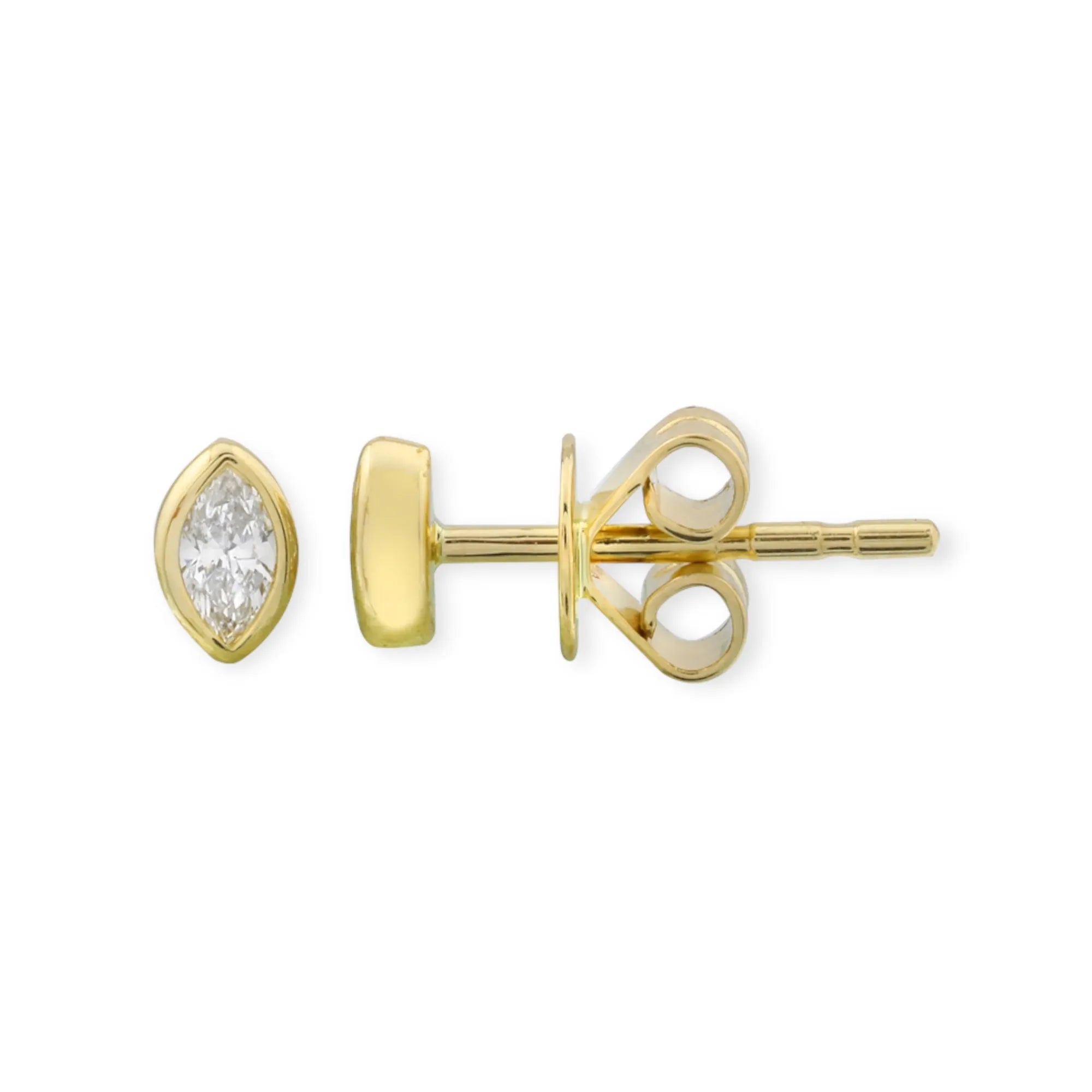 Bezeled Marquise Diamond Stud Earrings-Earrings-Mama Bijoux-[14kgold]-[diamonds]-[heirloom_quality]-MamaBijoux
