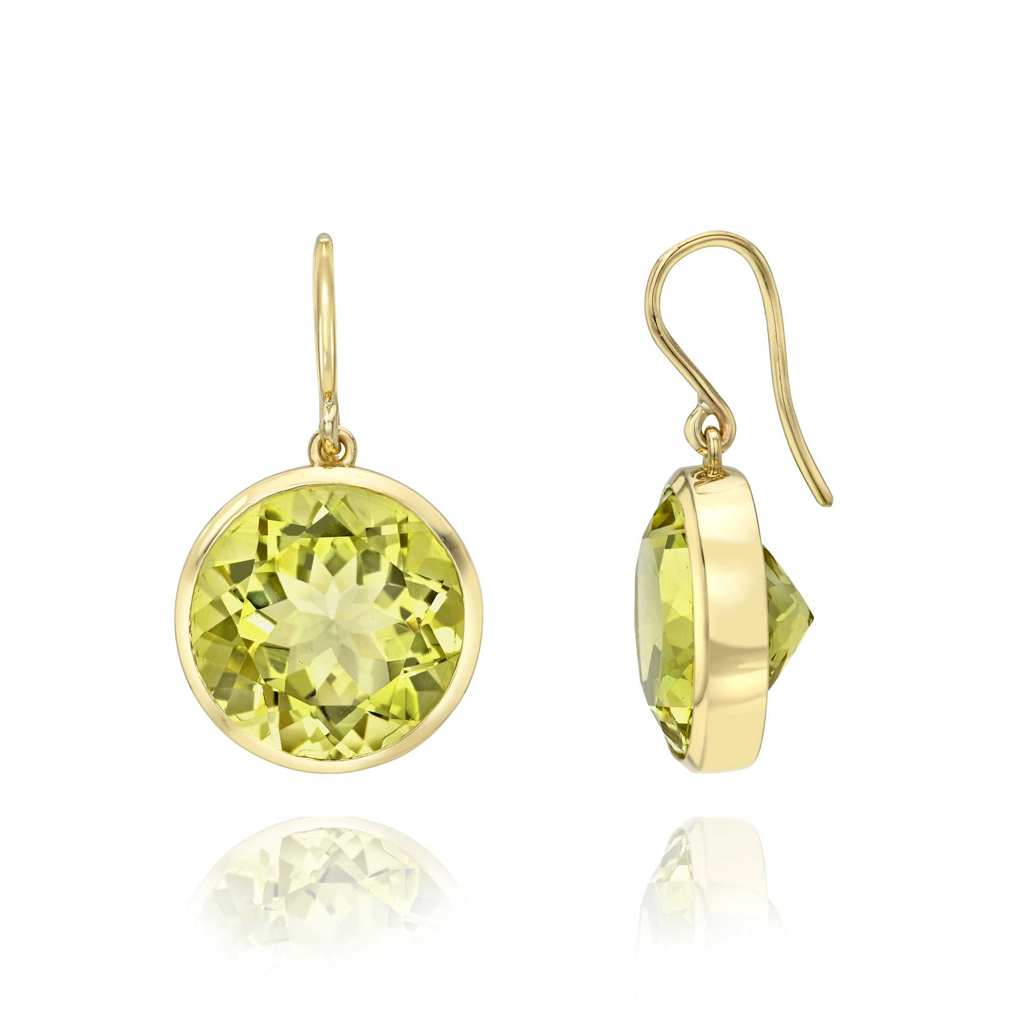 Bezeled Gemstone Drop Earrings Mama Bijoux Fine Jewelry 14k yellow gold 