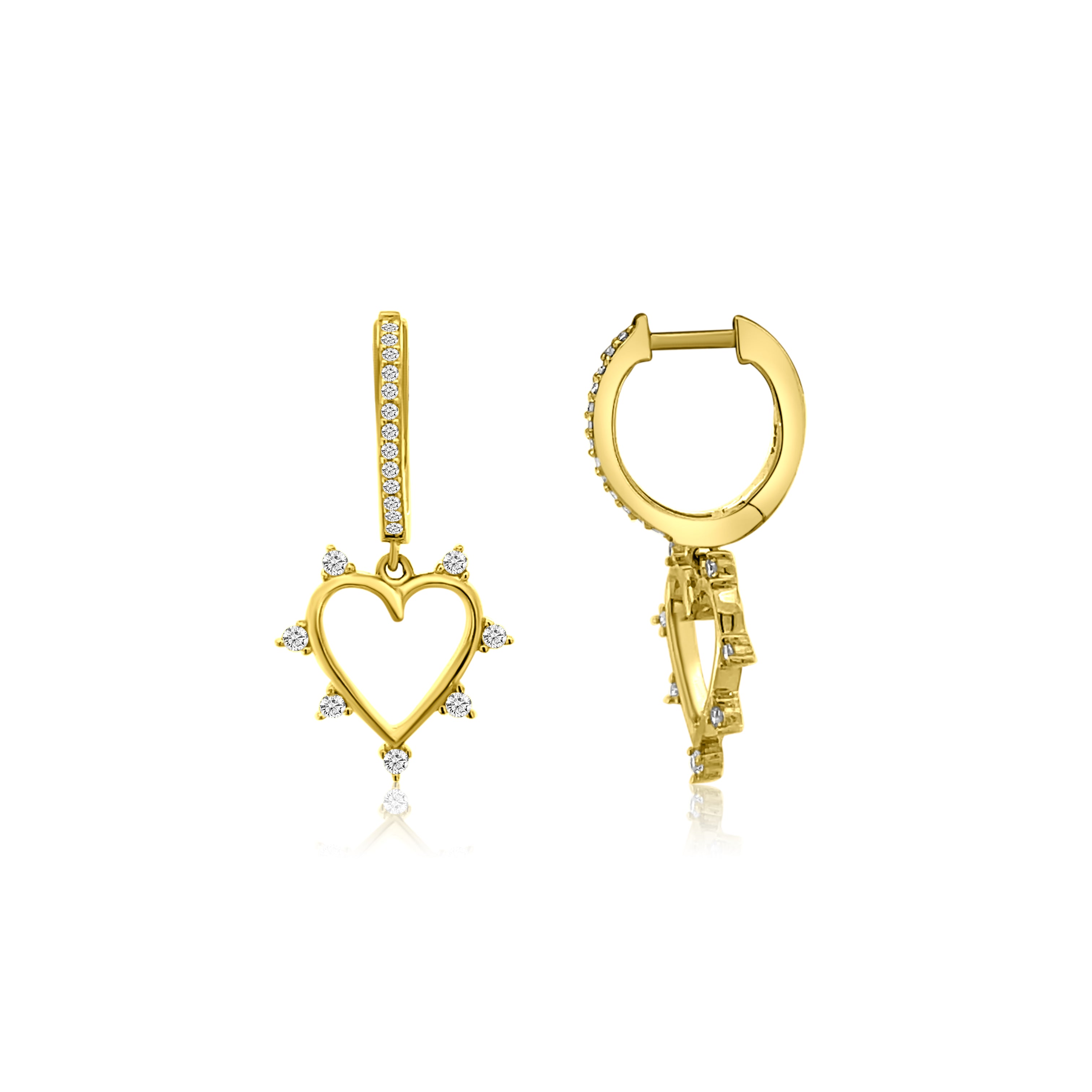 Bijoux Goddess Open Heart Charm Diamond Huggies-Earrings-Mama Bijoux-[14kgold]-[diamonds]-[heirloom_quality]-MamaBijoux