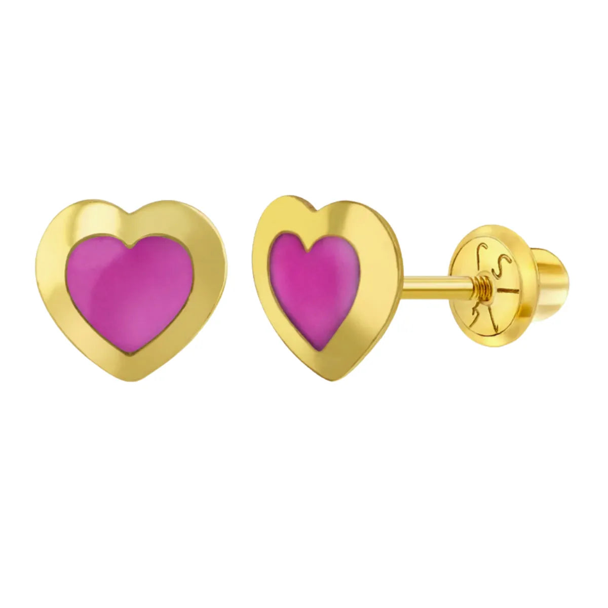 Bijoux Babes 14k Gold Enamel Heart Earrings