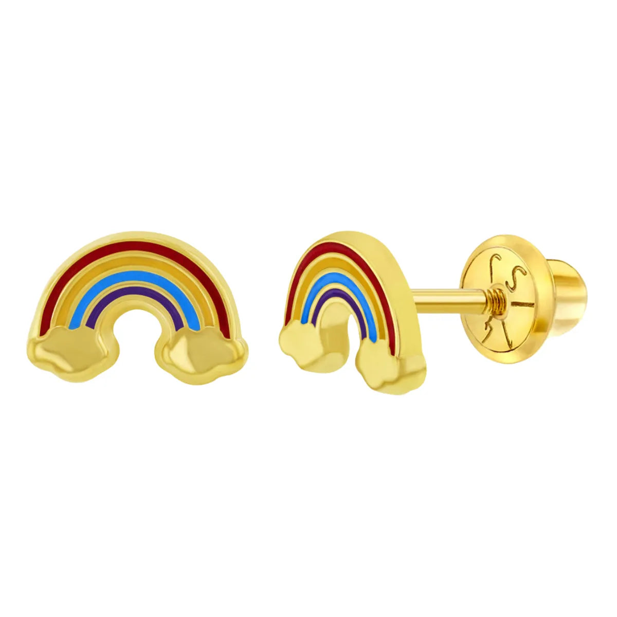 Bijoux Babes 14k Gold Enamel Rainbow Earrings