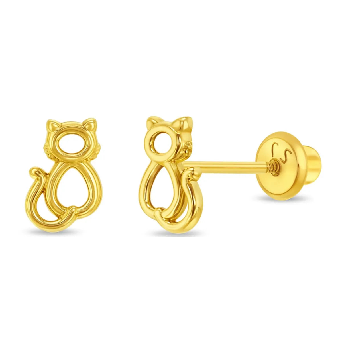 Bijoux Babes 14k Yellow Gold Open Kitten Earrings