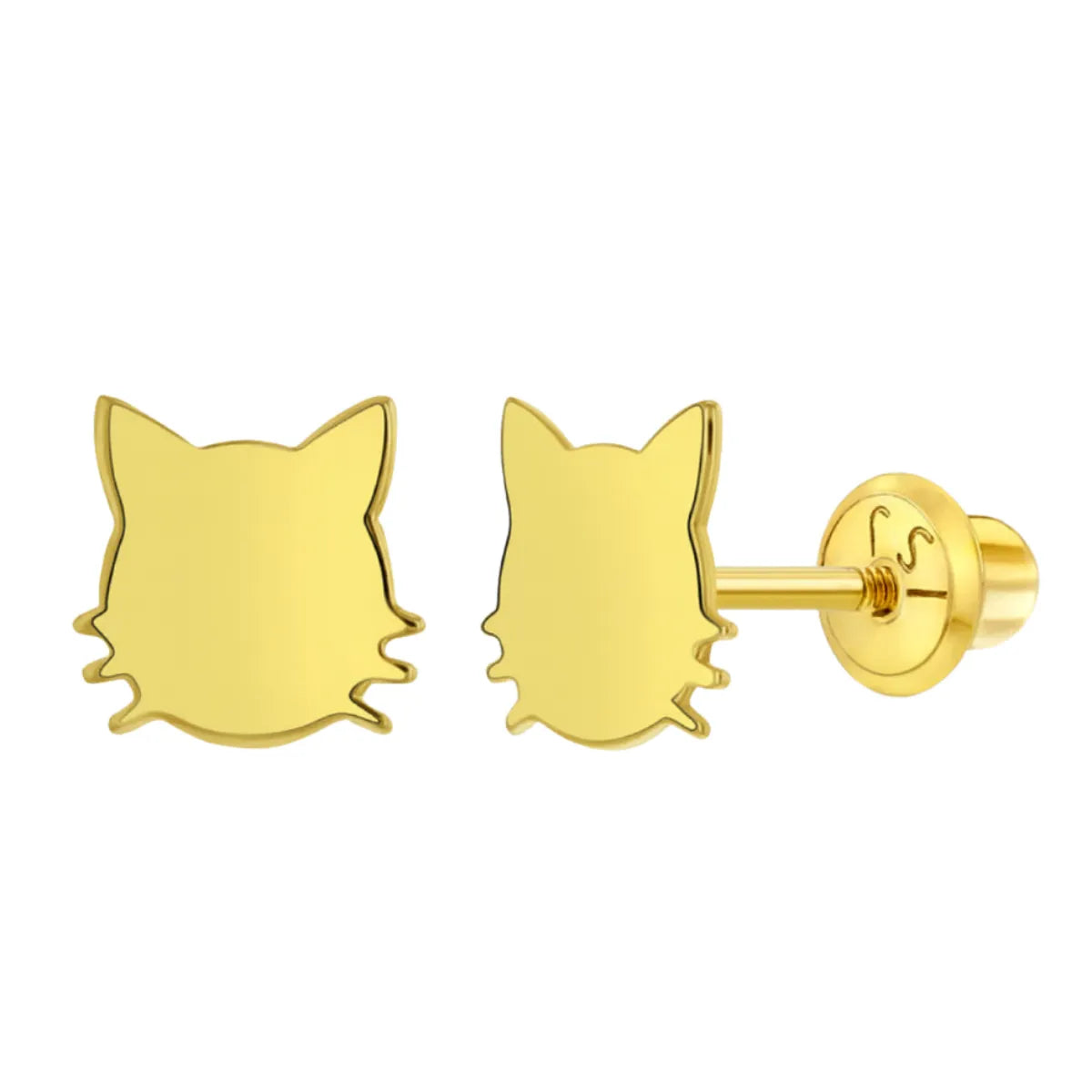 Bijoux Babes 14k Yellow Gold Solid Kitten Earrings