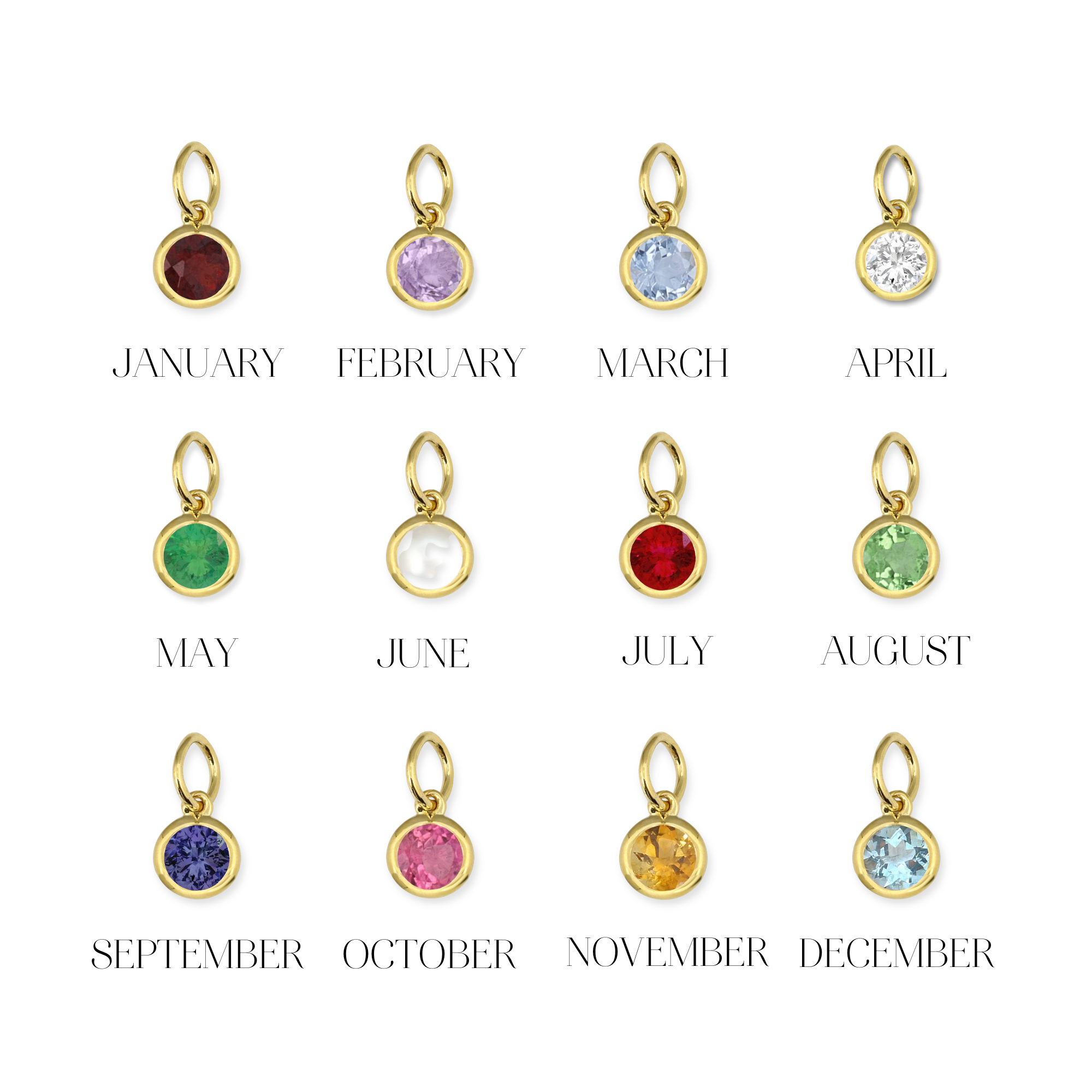 Birthstone Charms - Bezel Setting-Charms & Pendants-Mama Bijoux-[14kgold]-[diamonds]-[heirloom_quality]-MamaBijoux