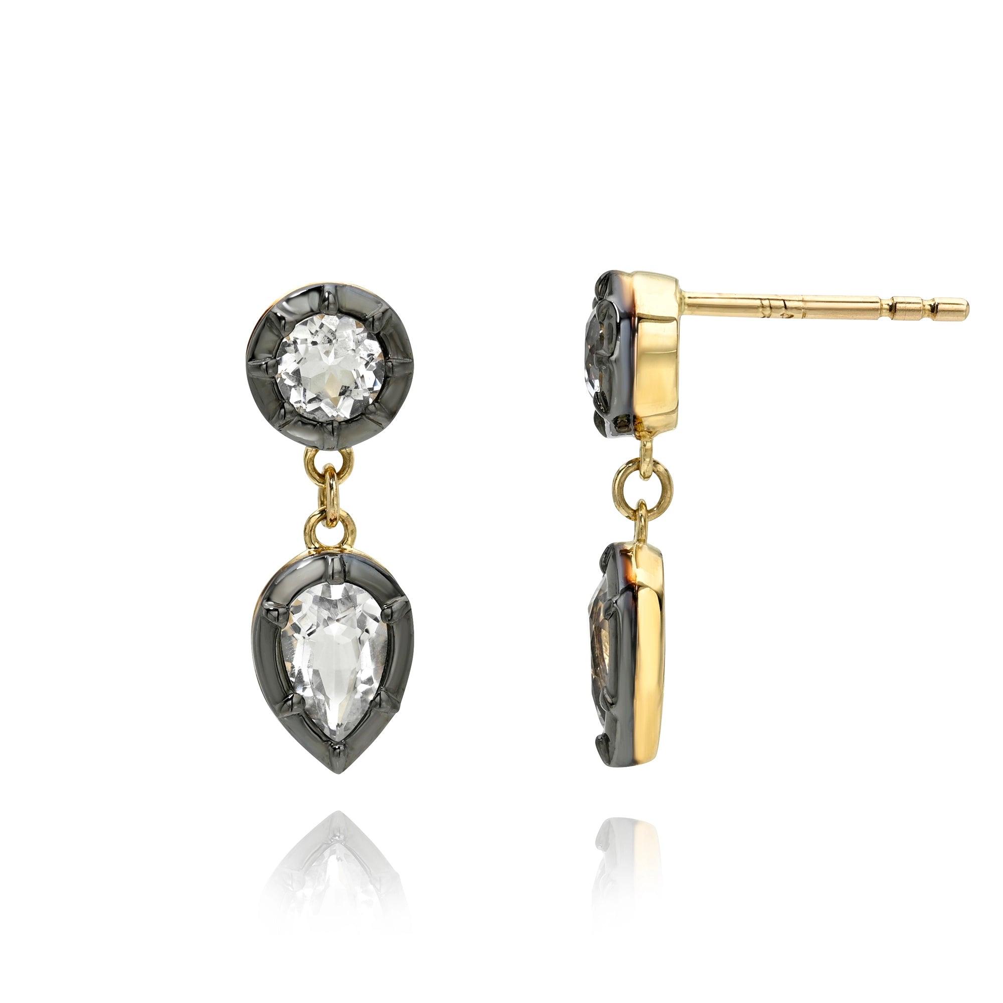 Black Rhodium Drop Studs  Mama Bijoux Fine Jewelry 14k yellow gold 