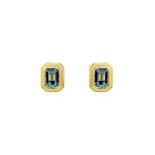 Blue Topaz Double Bezel Studs-Earrings-Mama Bijoux-[14kgold]-[diamonds]-[heirloom_quality]-MamaBijoux