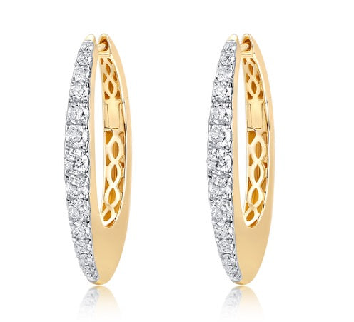 Bold Gold Graduating Diamond Hoops-Earrings-Mama Bijoux-[14kgold]-[diamonds]-[heirloom_quality]-MamaBijoux