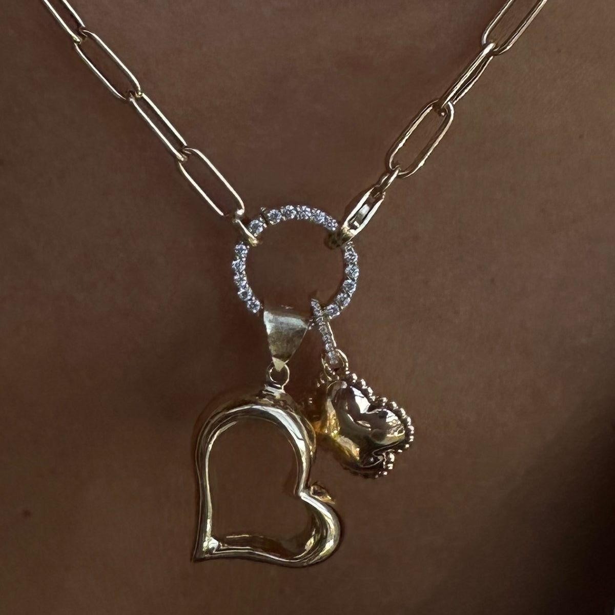 Bold Gold Heart Charm-Charms & Pendants-Mama Bijoux-[14kgold]-[diamonds]-[heirloom_quality]-MamaBijoux