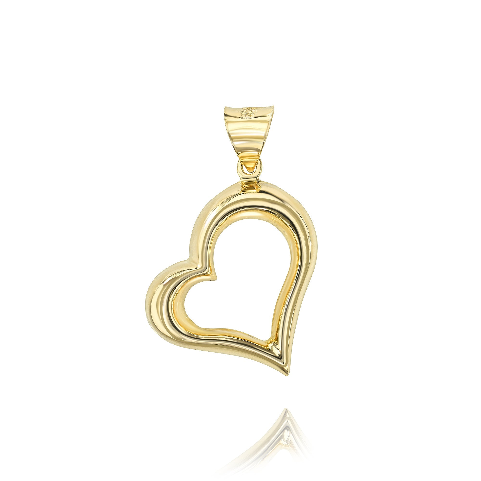 Bold Gold Heart Charm-Charms & Pendants-Mama Bijoux-[14kgold]-[diamonds]-[heirloom_quality]-MamaBijoux