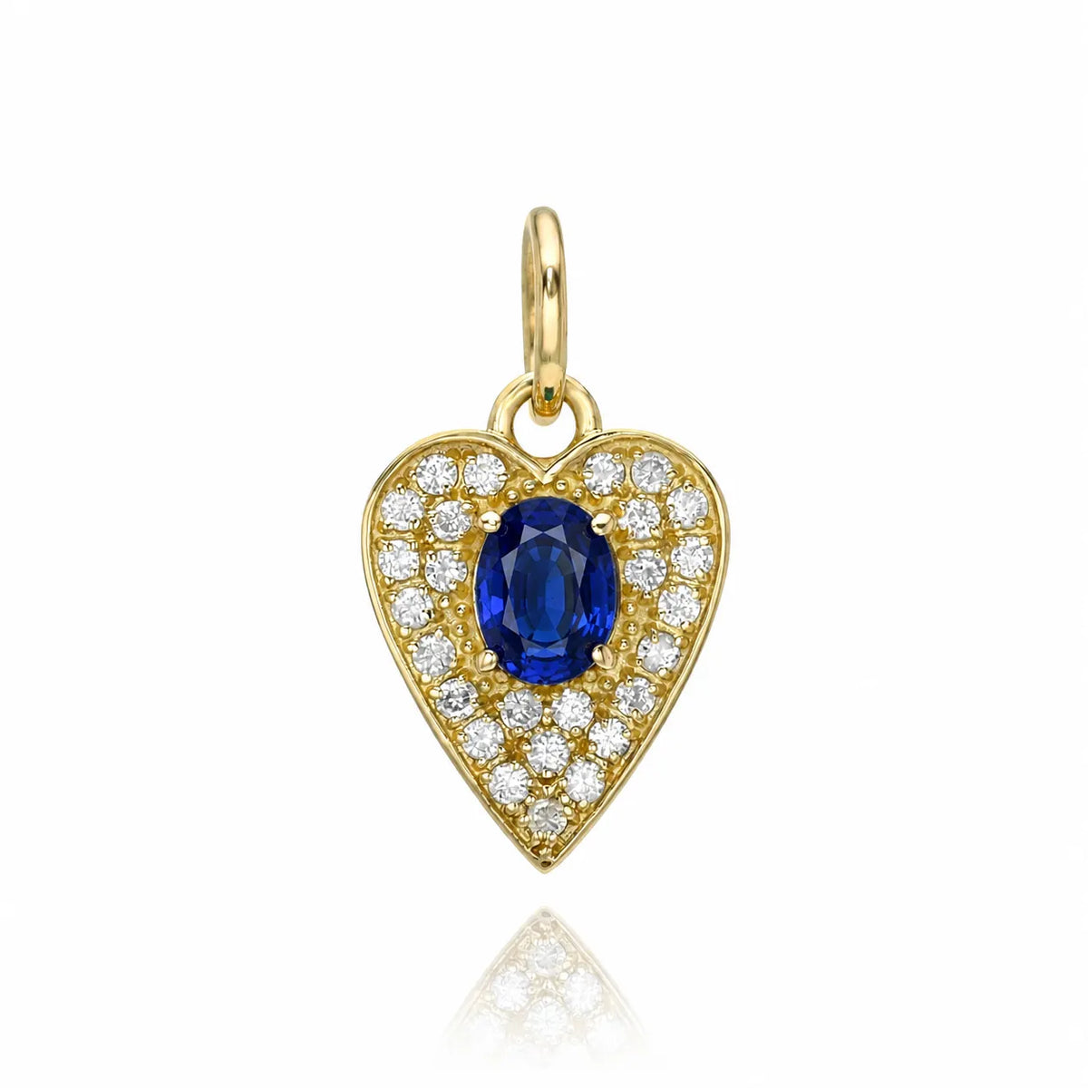 Mini Gemstone & Diamond Pavé Heart Charm-Charms & Pendants-Mama Bijoux