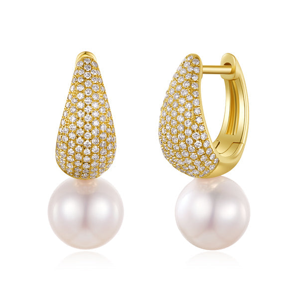 Chubby Diamond Pavé & Pearl Drop Earrings-Earrings-Mama Bijoux-[14kgold]-[diamonds]-[heirloom_quality]-MamaBijoux