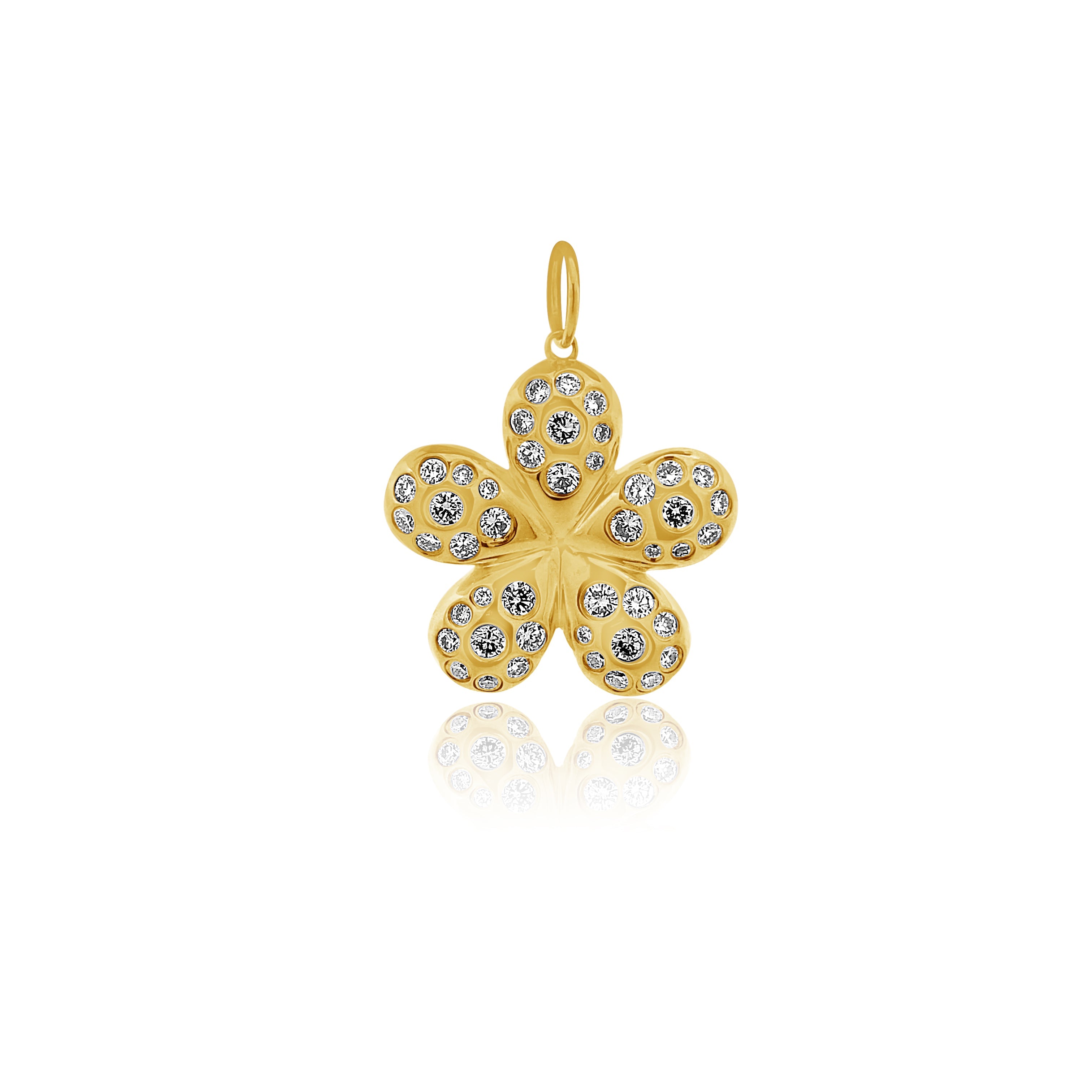 Chunky Flower Diamond Pendant-Charms & Pendants-Mama Bijoux-[14kgold]-[diamonds]-[heirloom_quality]-MamaBijoux