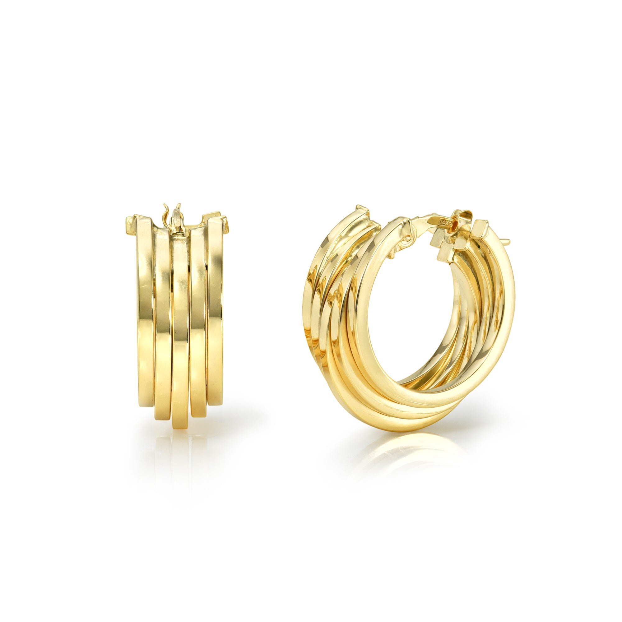 Chunky Gold Stacked Hoops-Earrings-Mama Bijoux-[14kgold]-[diamonds]-[heirloom_quality]-MamaBijoux