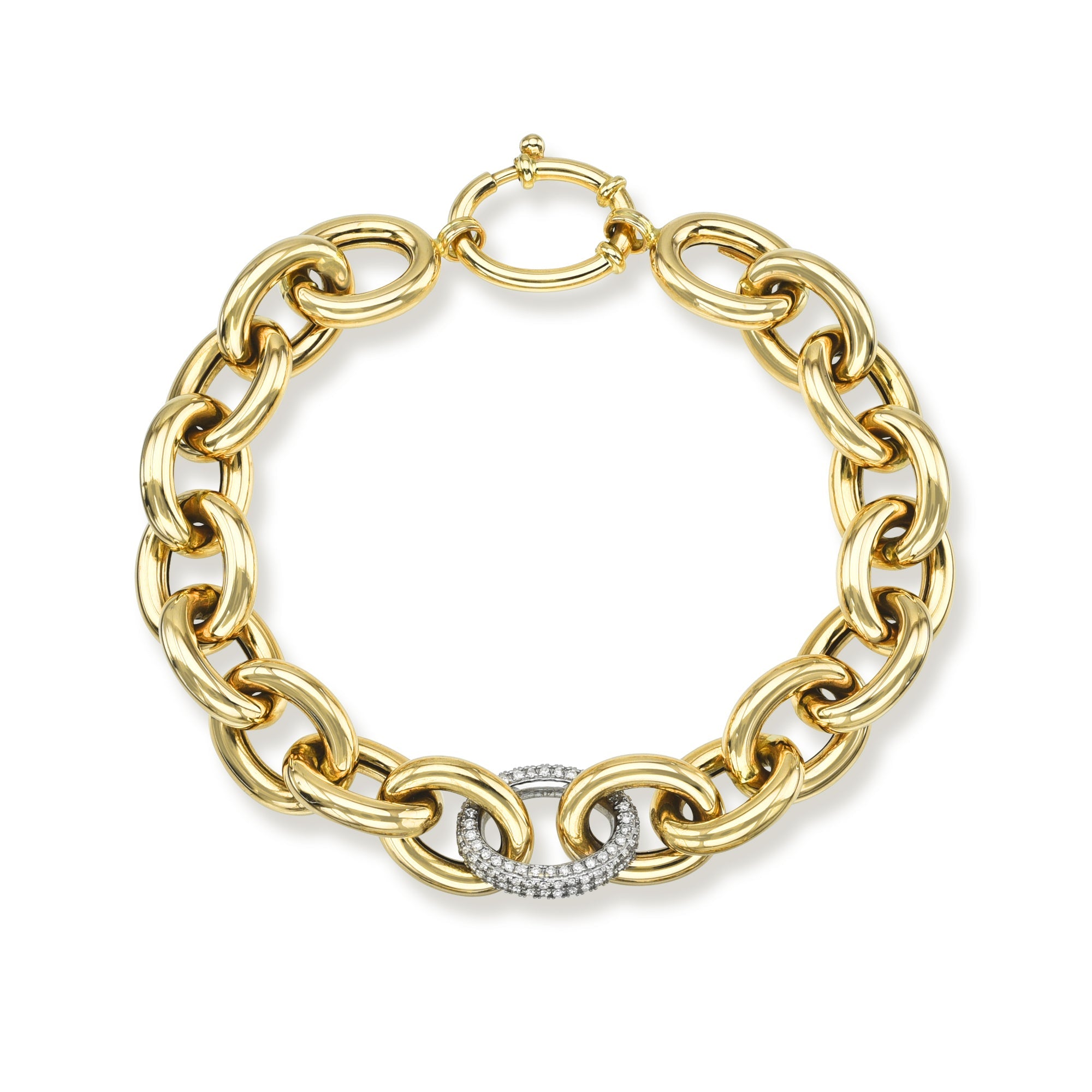 Chunky Round Diamond Pavé Link Bracelet-Bracelets-Mama Bijoux-[14kgold]-[diamonds]-[heirloom_quality]-MamaBijoux