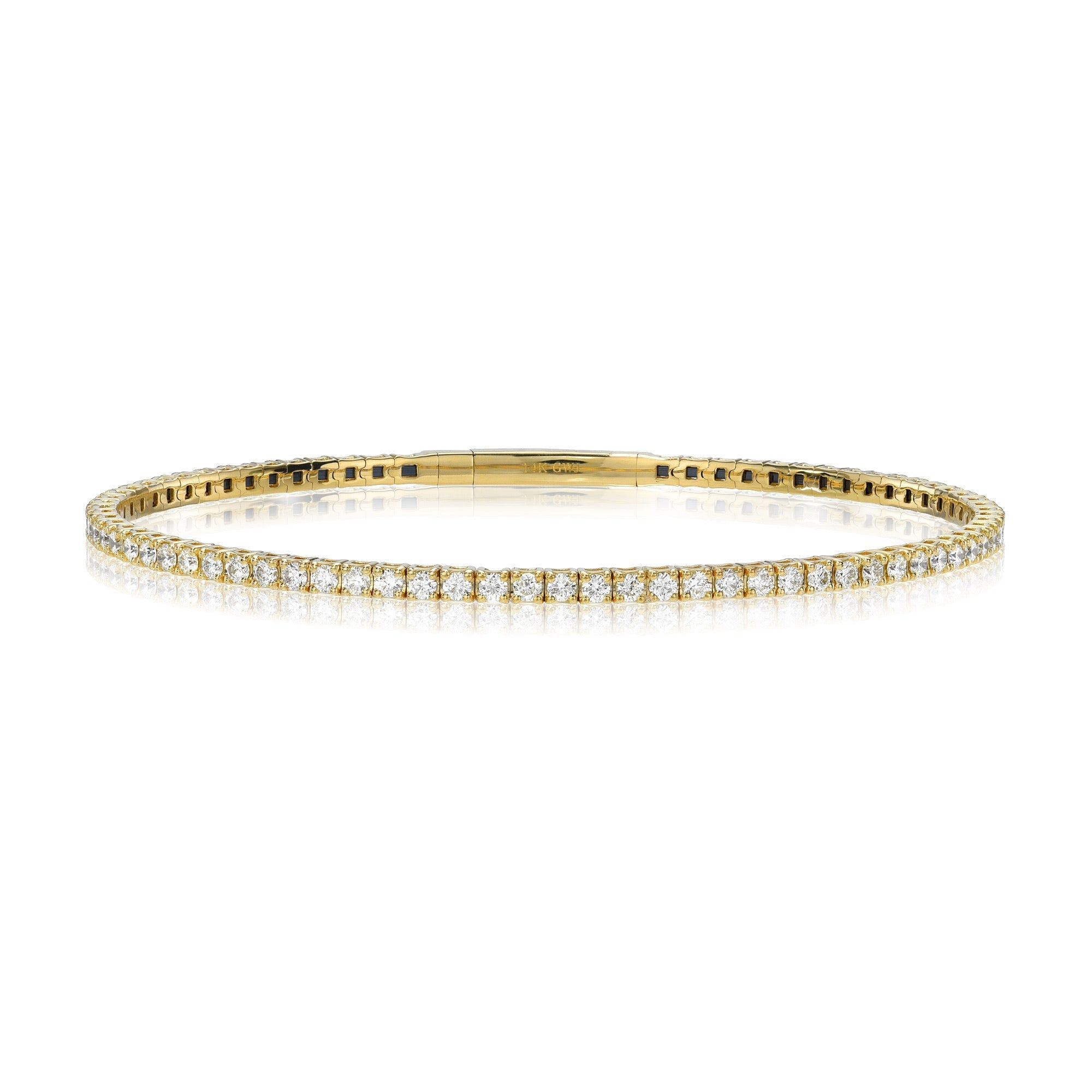 Classic 4 Prong Setting Diamond Flexible Tennis Bangle-Bracelets-Mama Bijoux-[14kgold]-[diamonds]-[heirloom_quality]-MamaBijoux