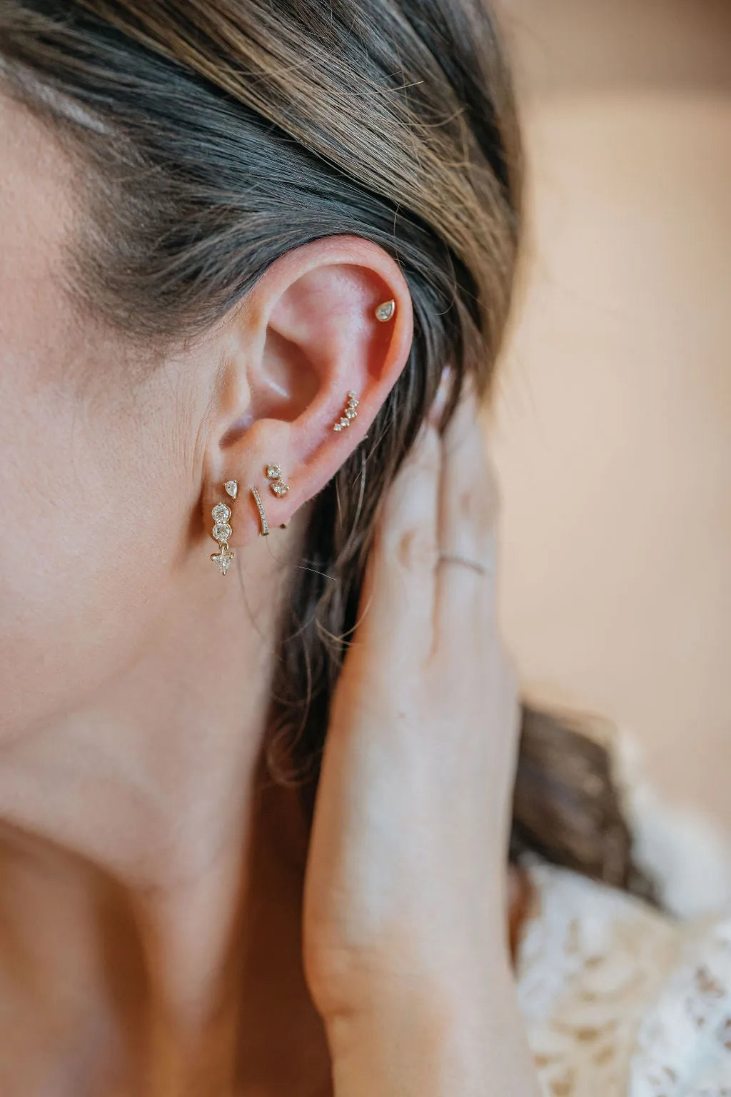 Classic Mini Continuous Diamond Huggies (10mm)-Earrings-Mama Bijoux-[14kgold]-[diamonds]-[heirloom_quality]-MamaBijoux
